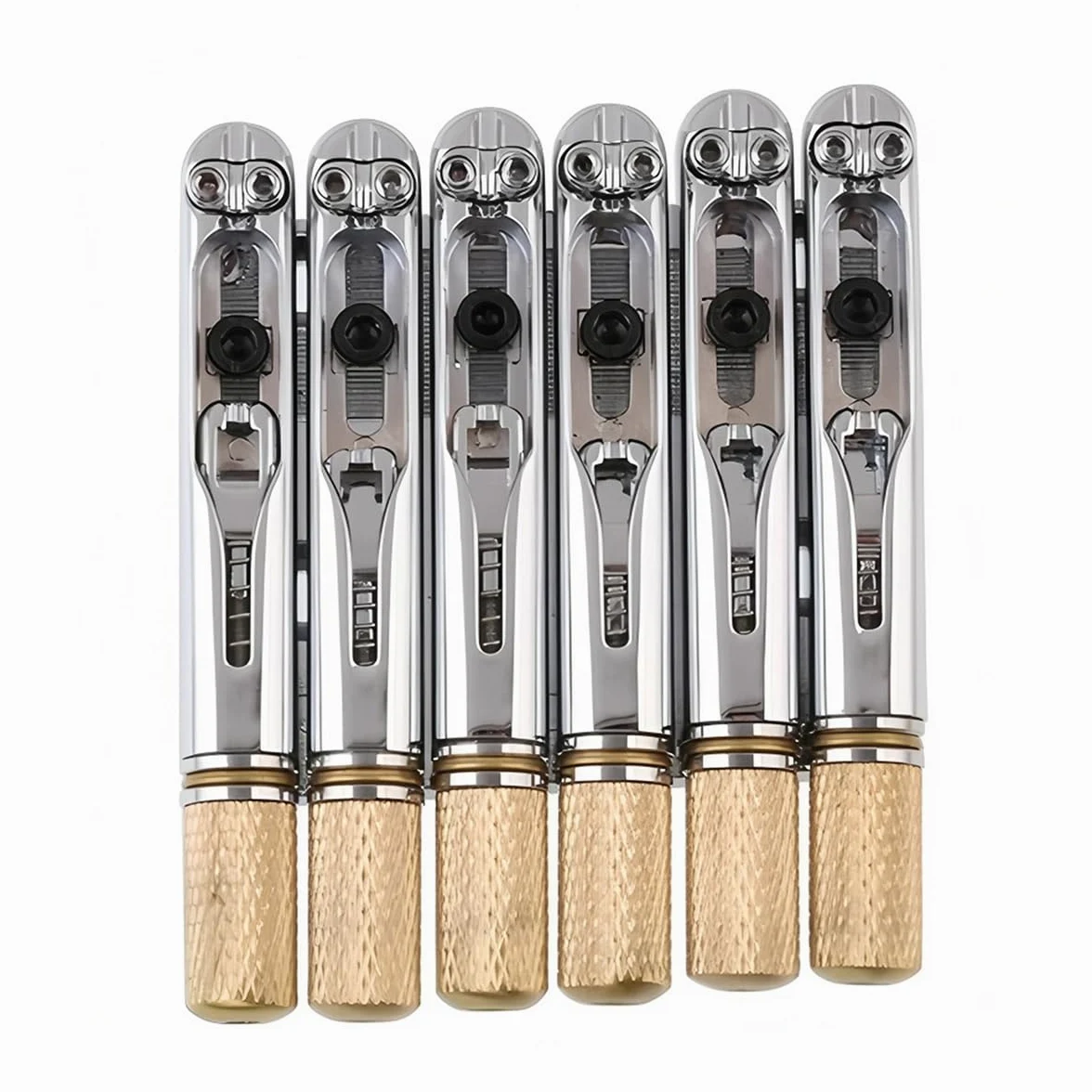 Grobo Cordiera Del Ponte Della Chitarra Elettrica Senza Testa a 6 Corde Da 10,5 Mm, Dispositivo Di Blocco Della Corda Fissa Per Chitarra, Argenteo