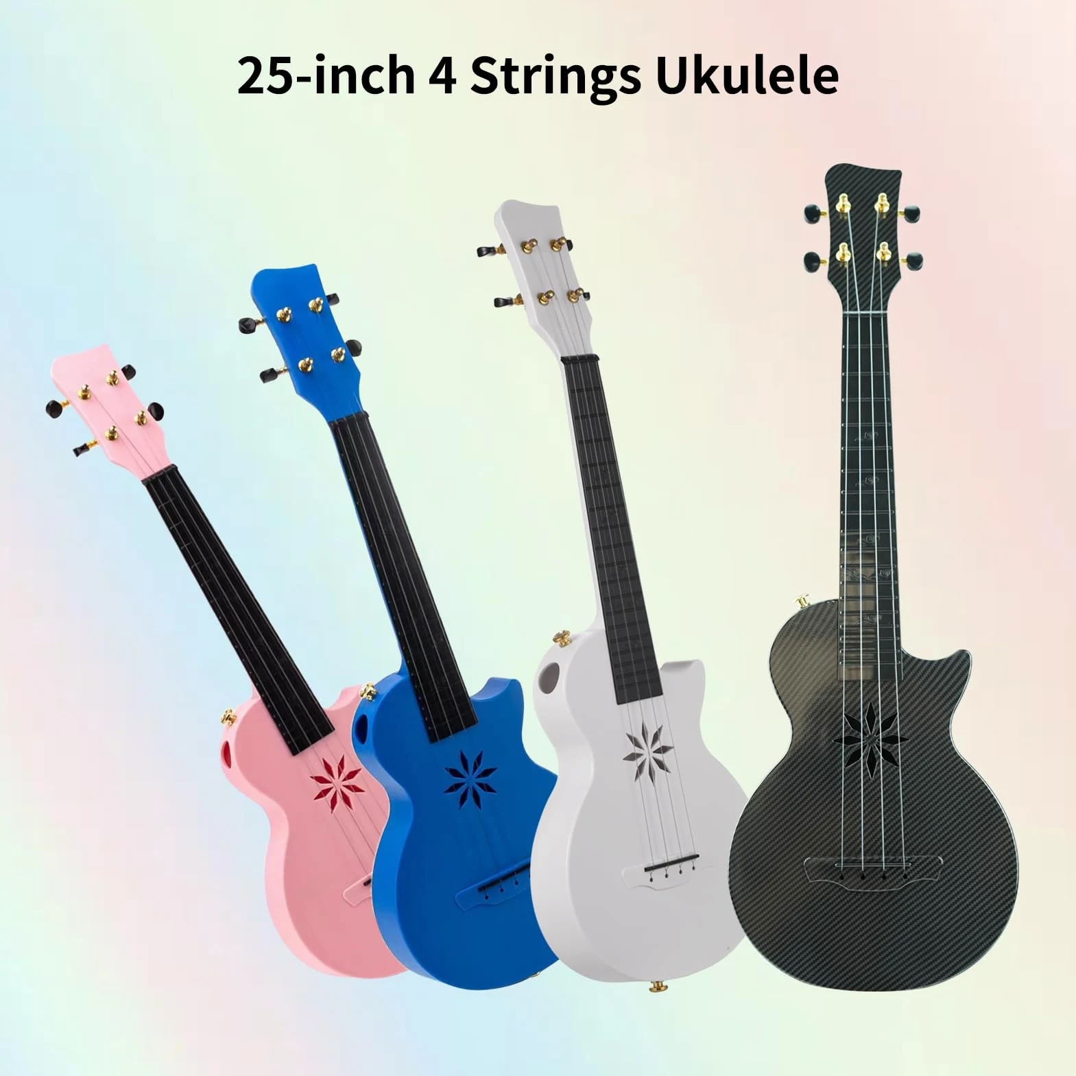 Ukulele da 25 Pollici 4 Corde Ukulele in Fibra di Carbonio Uke Portatile con Borsa per Il Trasporto per Principianti Adulti Adolescenti Strumento a Corde Professionale