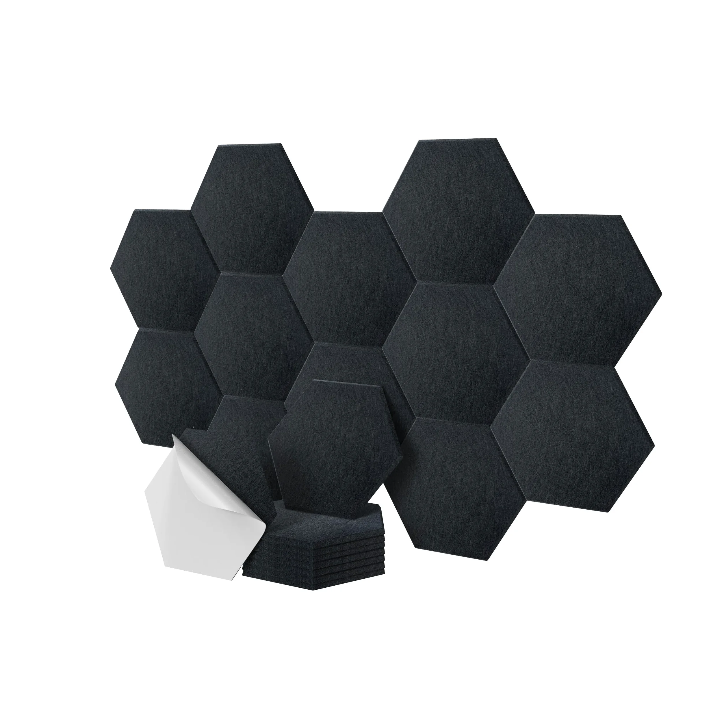 Relaxdays Set di 36 Pannelli fonoassorbenti autoadesivi esagonali 30x26 cm, riduzione Rumore