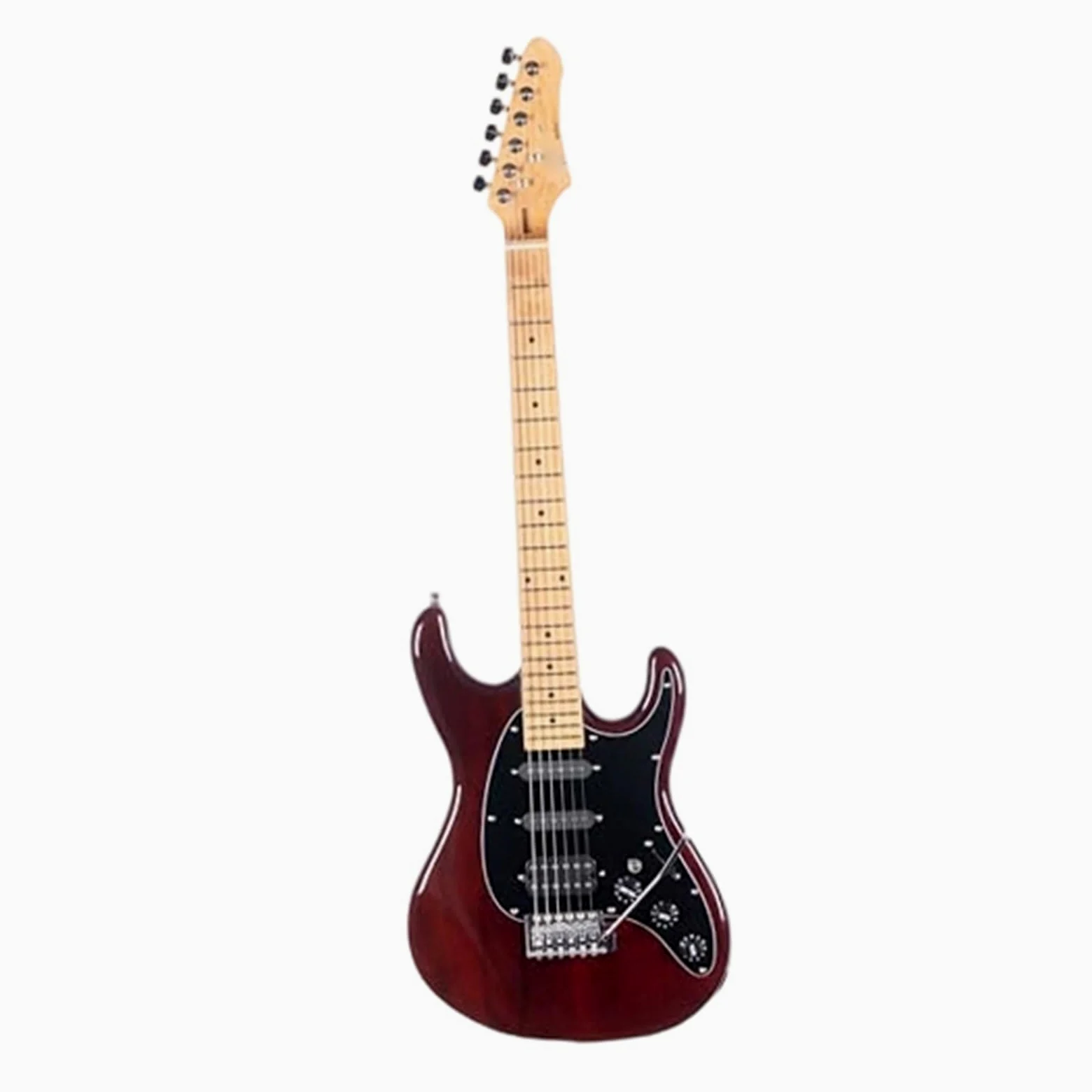 Chitarra Elettrica Strumenti Musicali Chitarra Elettrica A Corpo Solido Con Ponte Regolabile 7 Corde Pickup SSH Moderno In Legno Di Acero Prestazioni Professionali(Dark red)