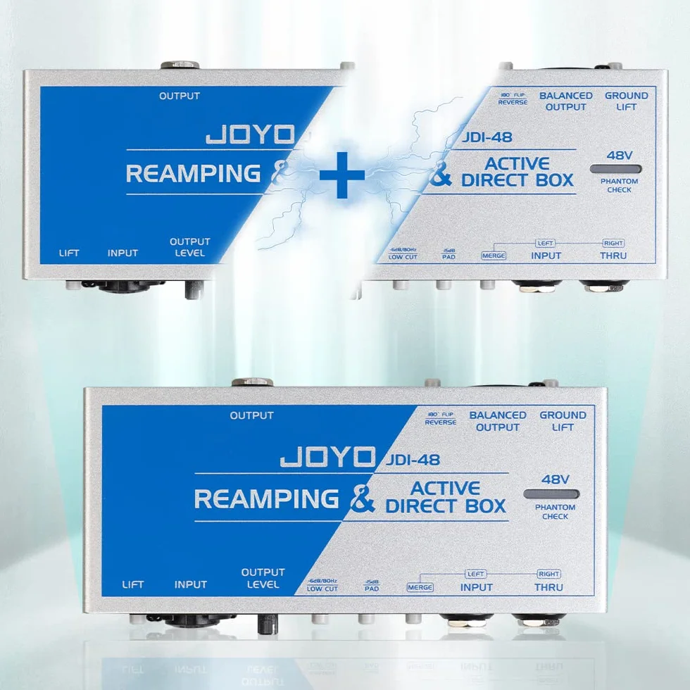 JOYO Reamping passivo e Direct Box Active Phantom Powered 2-in-1 per chitarra basso, dispositivo di registrazione portatile DI BOX con ingresso 6,35 mm e XLR (JDI-48)