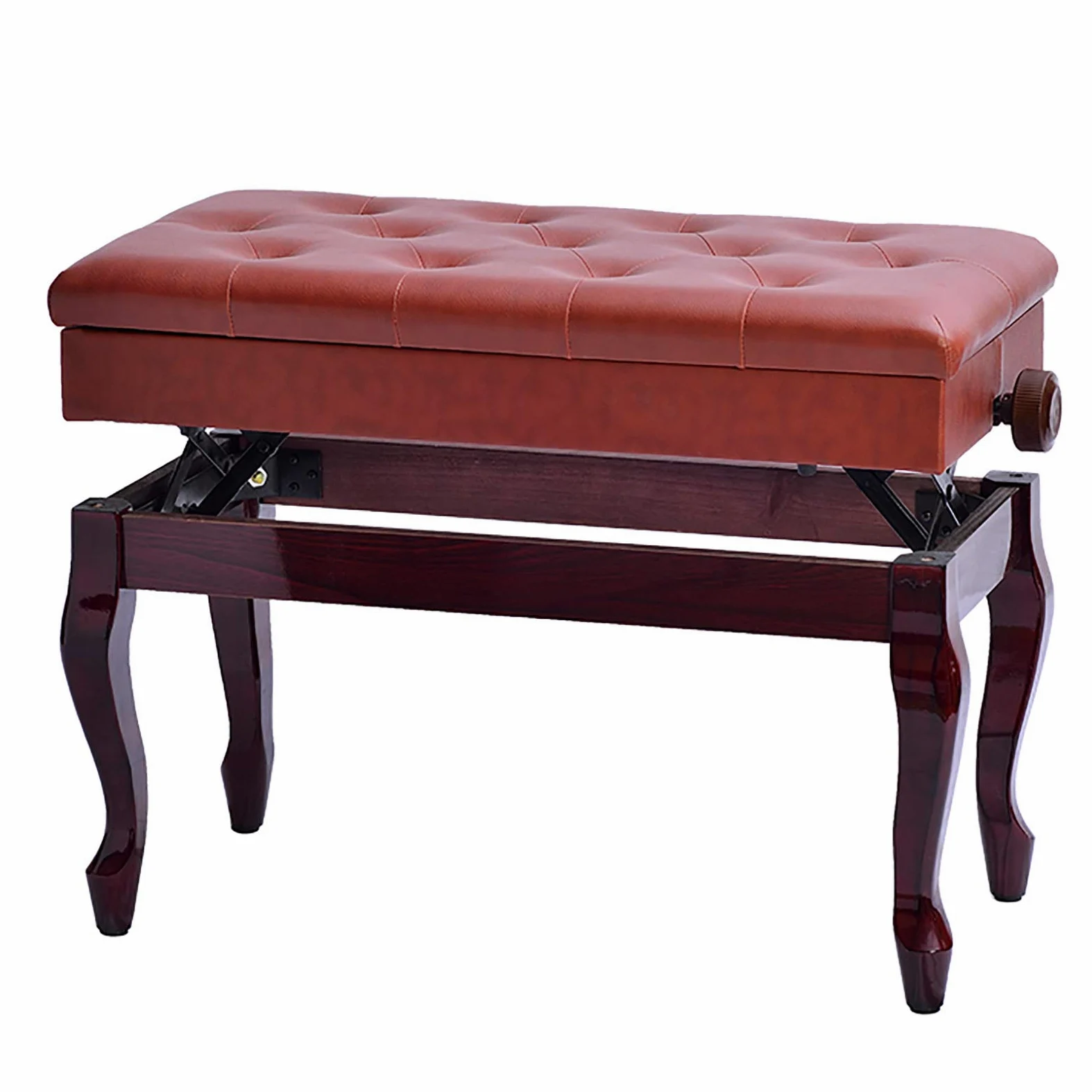 Sgabello regolabile per pianoforte, sgabello per pianoforte con spazio di archiviazione, gambe piegate, sgabello per pianoforte elettrico, struttura in legno massiccio duro (bianco)