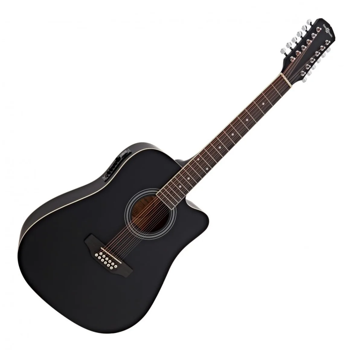 Kit Chitarra Elettroacustica 12 Corde Nera con Ampli | Preamplificatore completo con EQ 3 bande e controllo presenza, per principianti e suonatori esperti