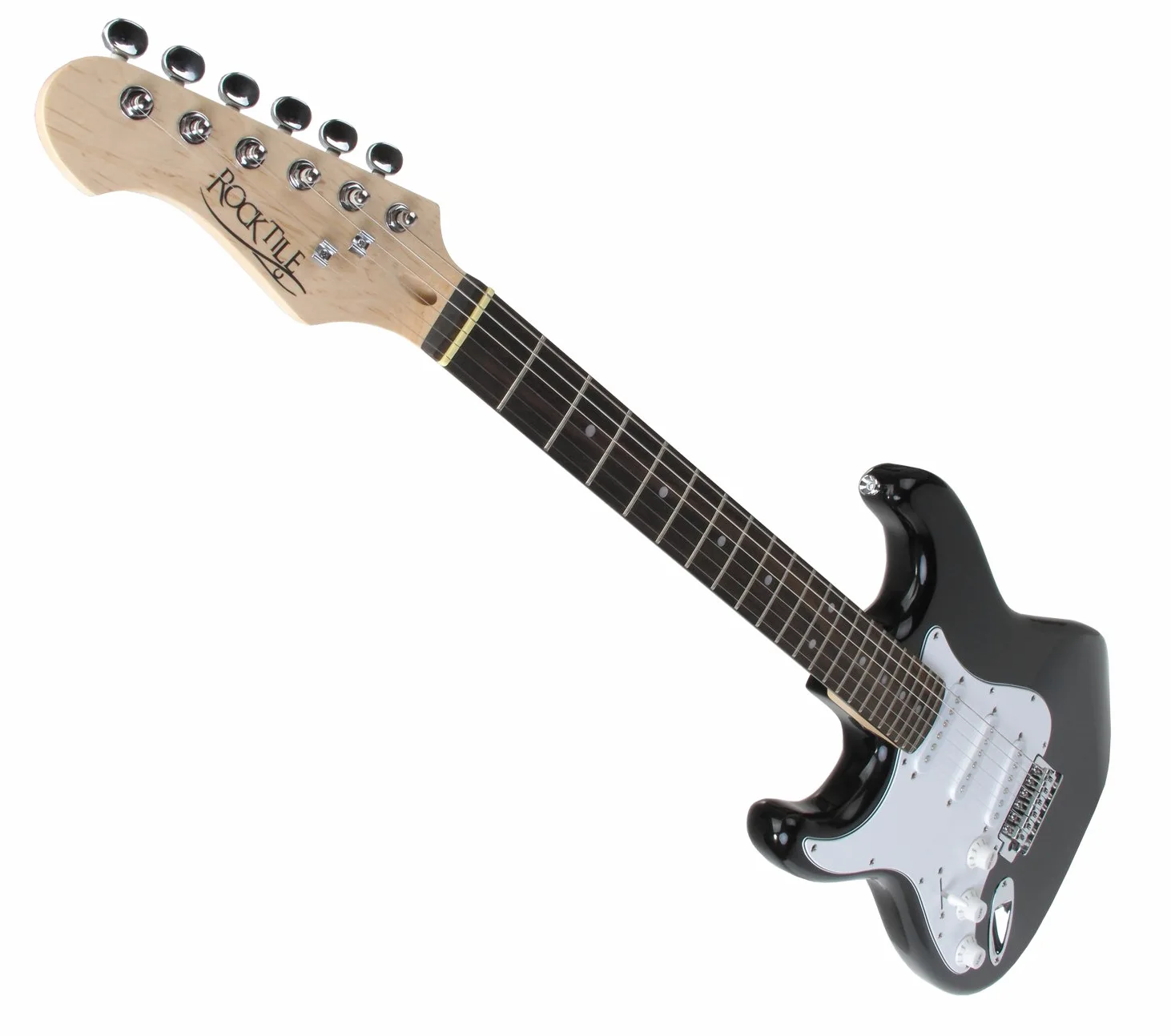 Rocktile Pro ST3-BK Chitarra Elettrica Nera per Mancini + Scuola, 22 tasti | Rocktile Pro Lefty Chitarra Elettrica, Modello per mancini, 3 single coil, Tastiera in palissandro, Corpo in tiglio, Peso: 4