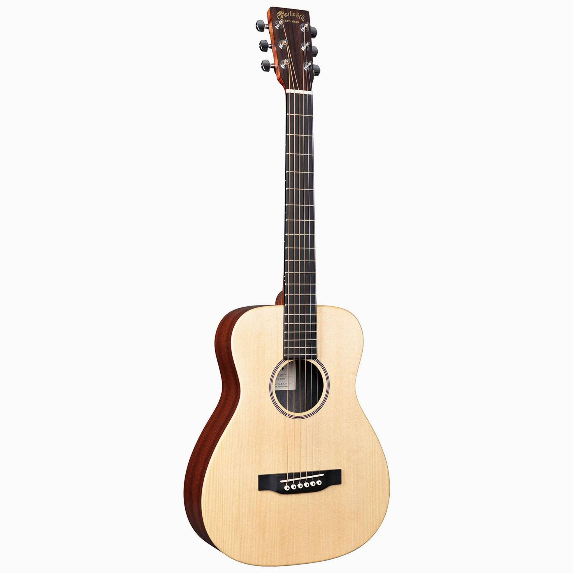 MARTIN & CO. - LX1E Left-Handed Chitarra Acustica Elettrificata per Mancini, Top in Abete Sitka Massello, Fasce e Fondo HPL, Elettronica Fishman, Con Custodia
