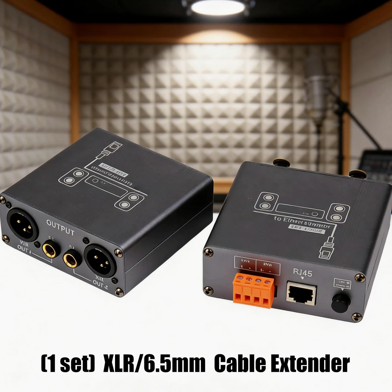 XLR 6,5mm Musica a Ethernet Extender con isolamento acustico per dispositivi professionali RJ45 Cat5 / Cat6 Ethernet Extender Sound Net Elongator