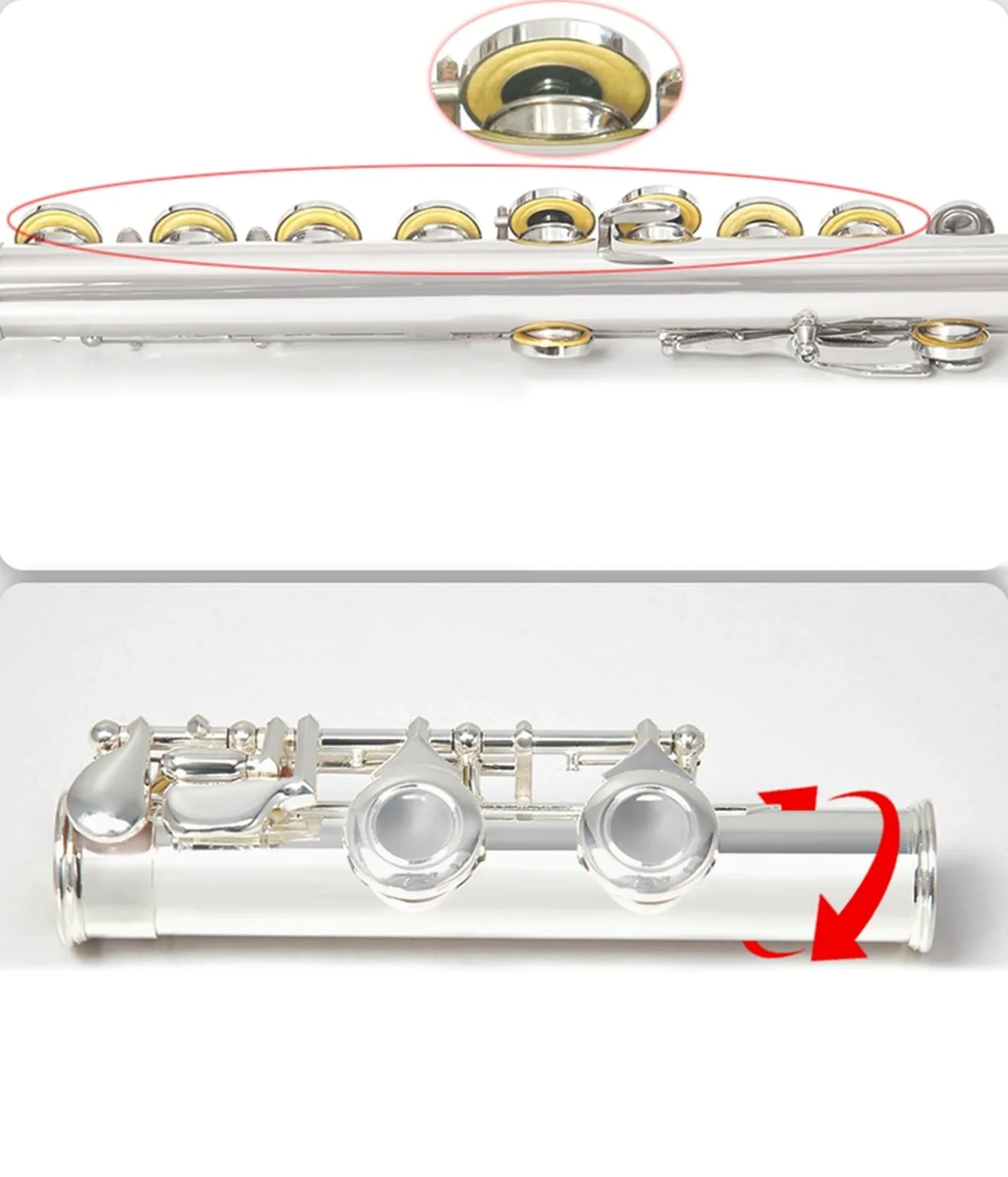 flauto traverso Flauto Curvo Placcato In Argento Flauto A Doppia Testa 16 Fori Tasto E Canzone C Coda Strumento Musicale Placcato In Argento
