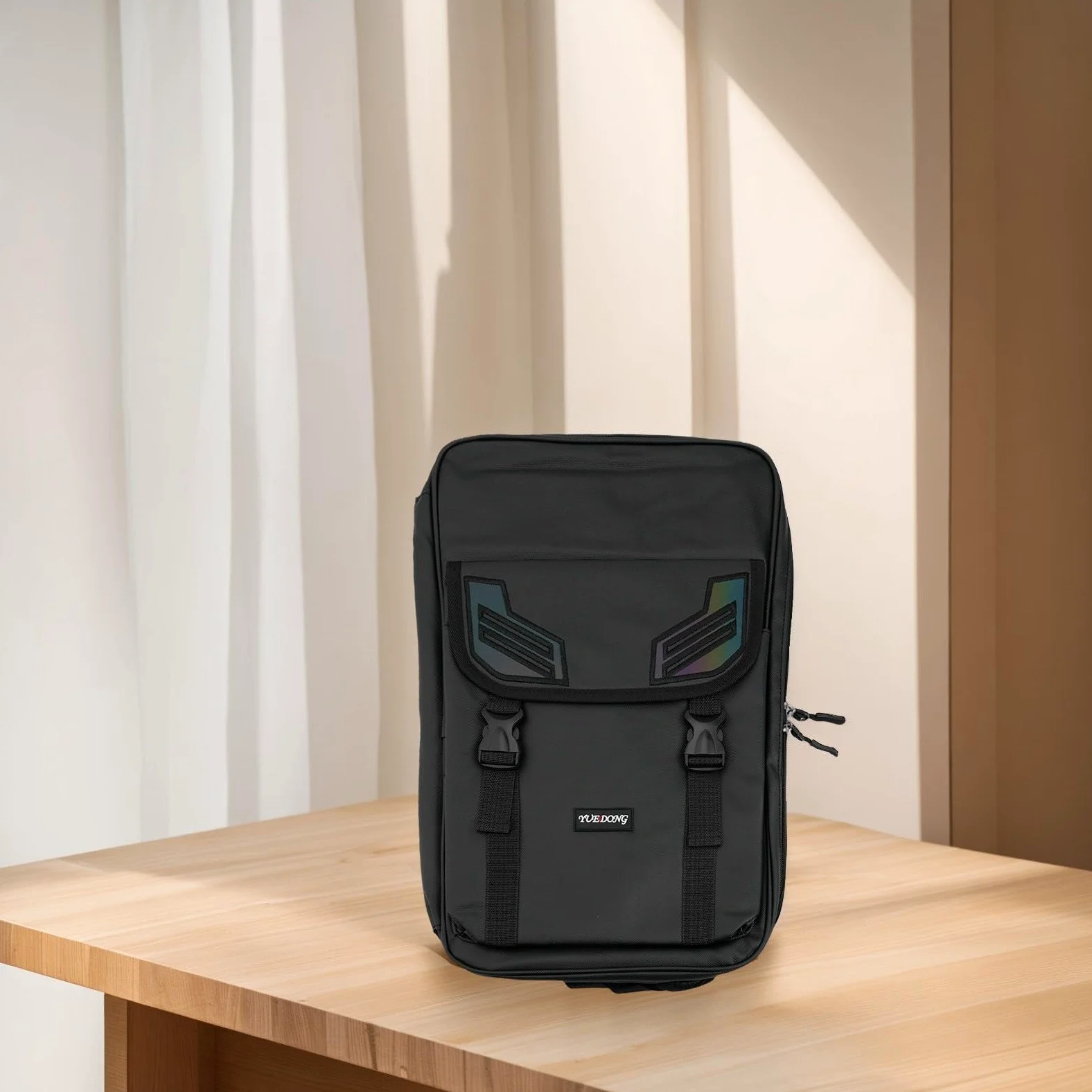 Zaino per bacchette da batteria, custodia imbottita in tessuto Oxford con doppio scomparto per batteria, spartiti e accessori, nero, 45 x 26 x 4 cm