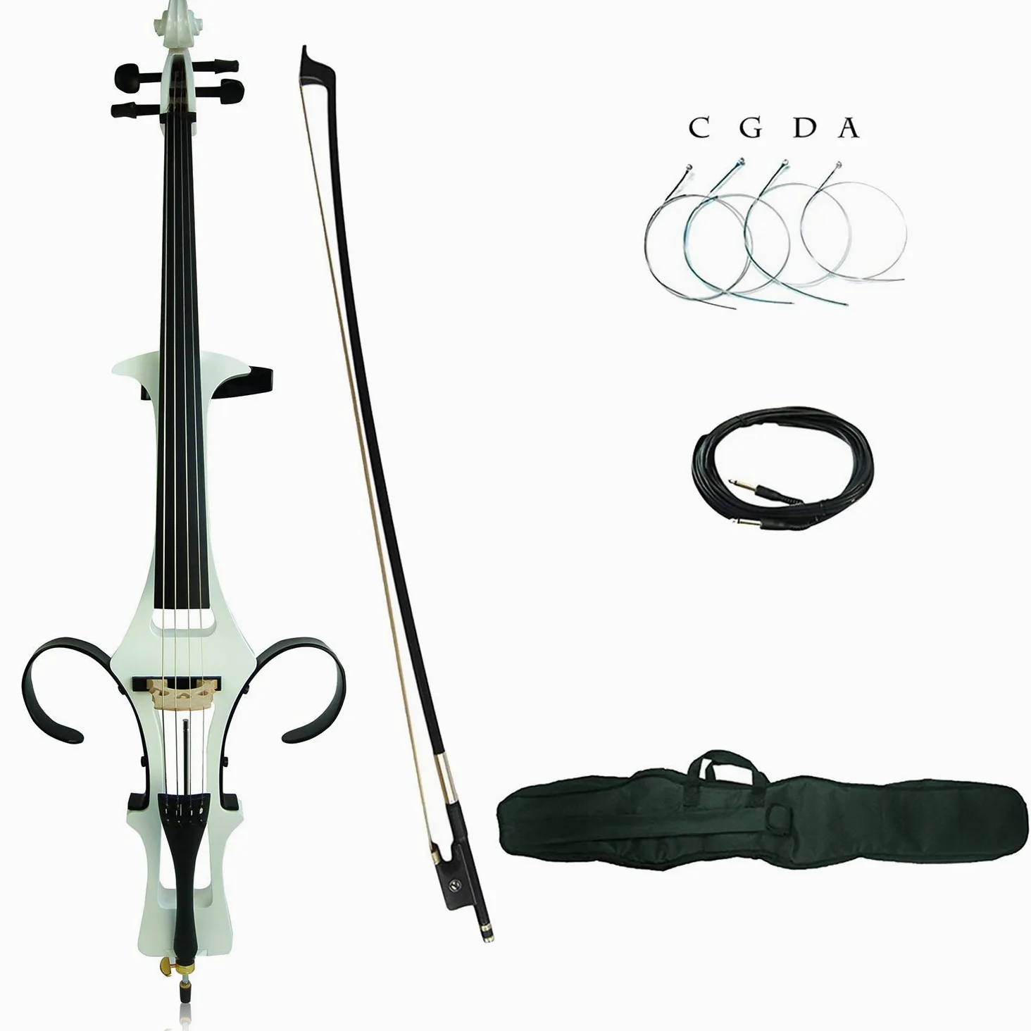 Aliyes Handmade Professionale Legno Massello Elettrico Violoncello 4/4 Full Size Silenzioso Elettrico Cello-Bianco