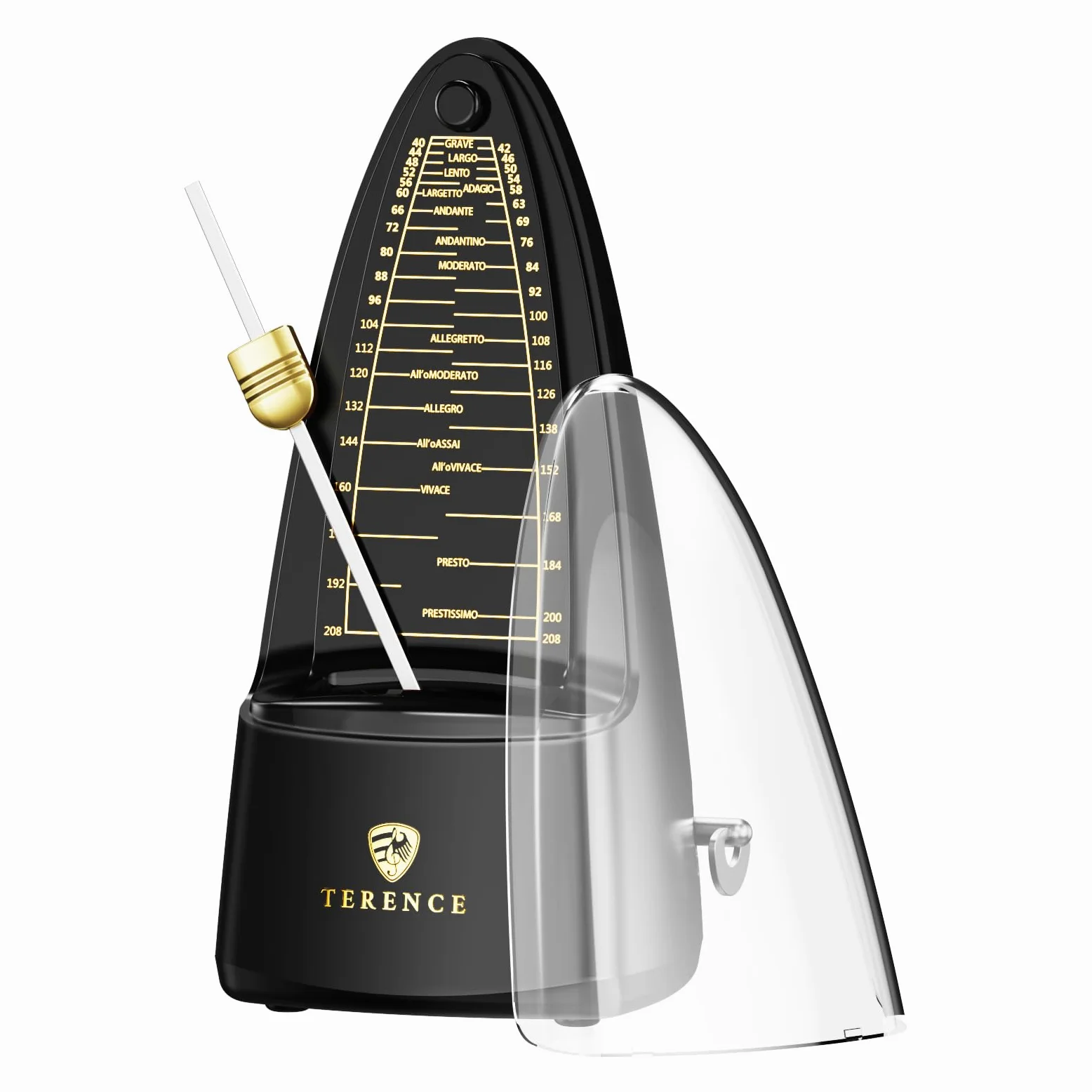 TERENCE Metronome Metronomo meccanico ad alta precisione con campana accentata, tempo preciso, durevole per pianoforte, violino, batteria, basso, chitarra, adatto come regalo, nero