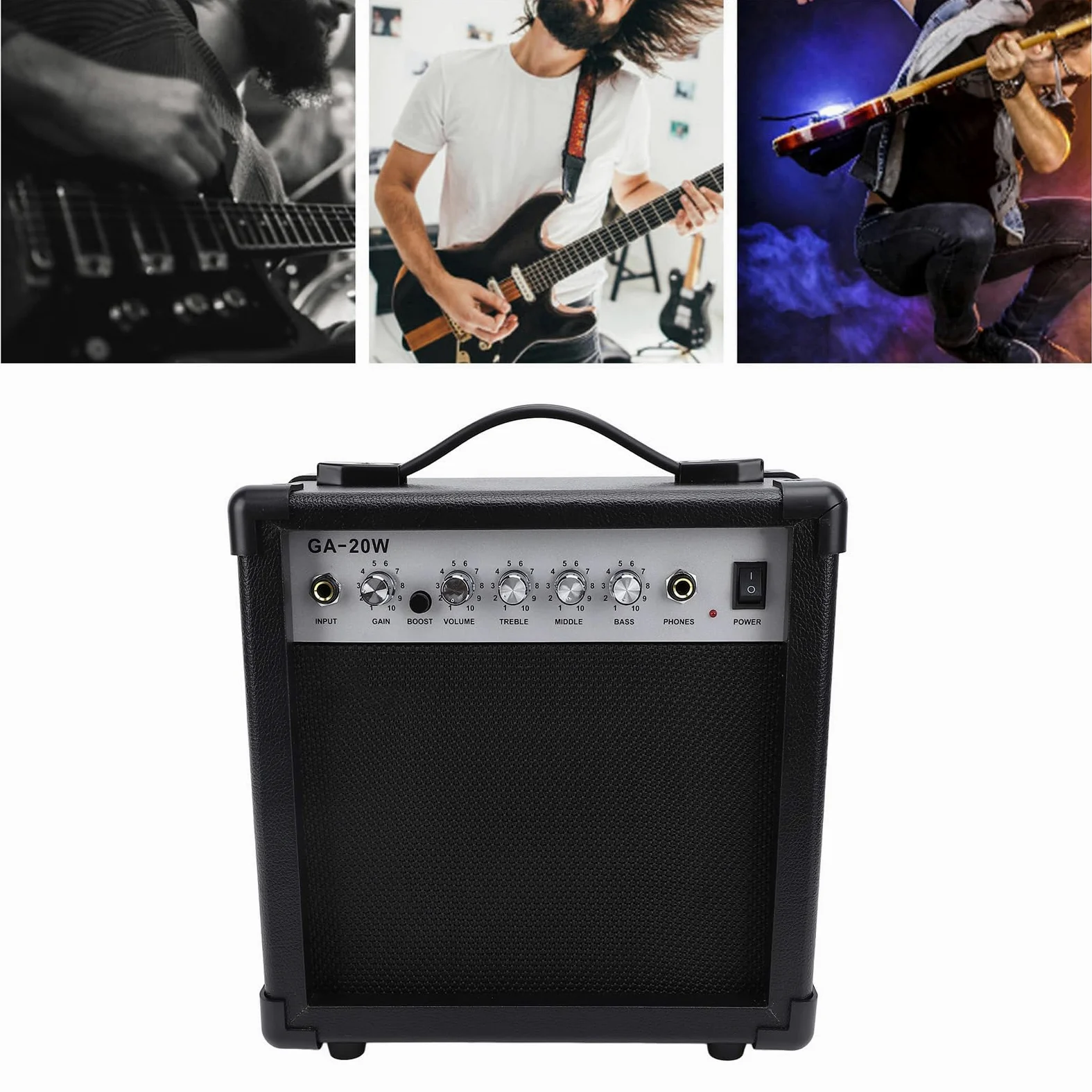 Amplificatore per Chitarra Elettrica Portatile, Altoparlante Multifunzionale 20 Watt da 6 Pollici con Ingresso Strumenti, per Pratica Casa e Piccole Performance Live (Spina