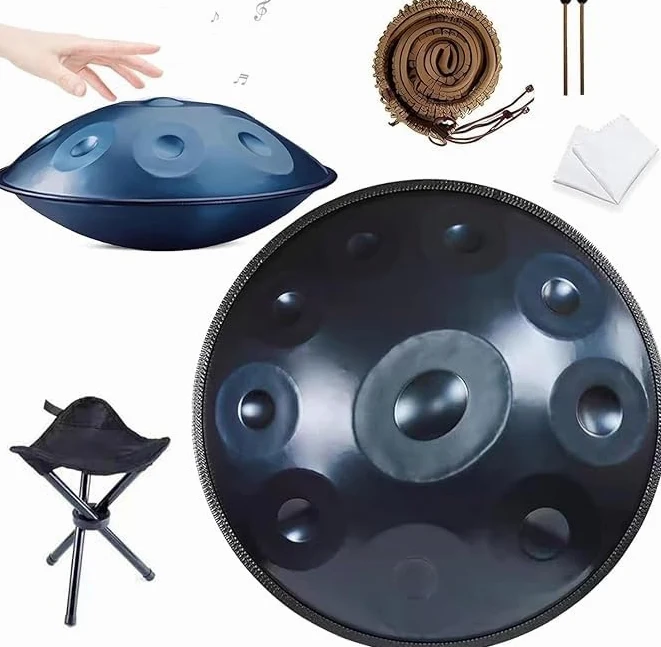 Handpan - Tamburo D Minor Kurd 9/10/12 Note in acciaio per prestazioni professionali, 432 Hz/440 Hz, adatto per musicisti e principianti