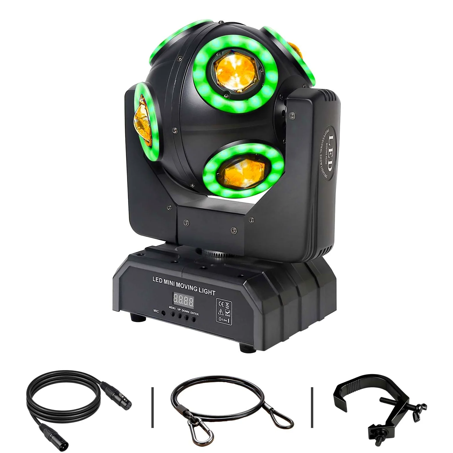 Lampada a testa mobile, sfera con effetto fascio LED RGBW 4 in 1, luci DJ con suono attivato per matrimoni, feste con DJ e live house