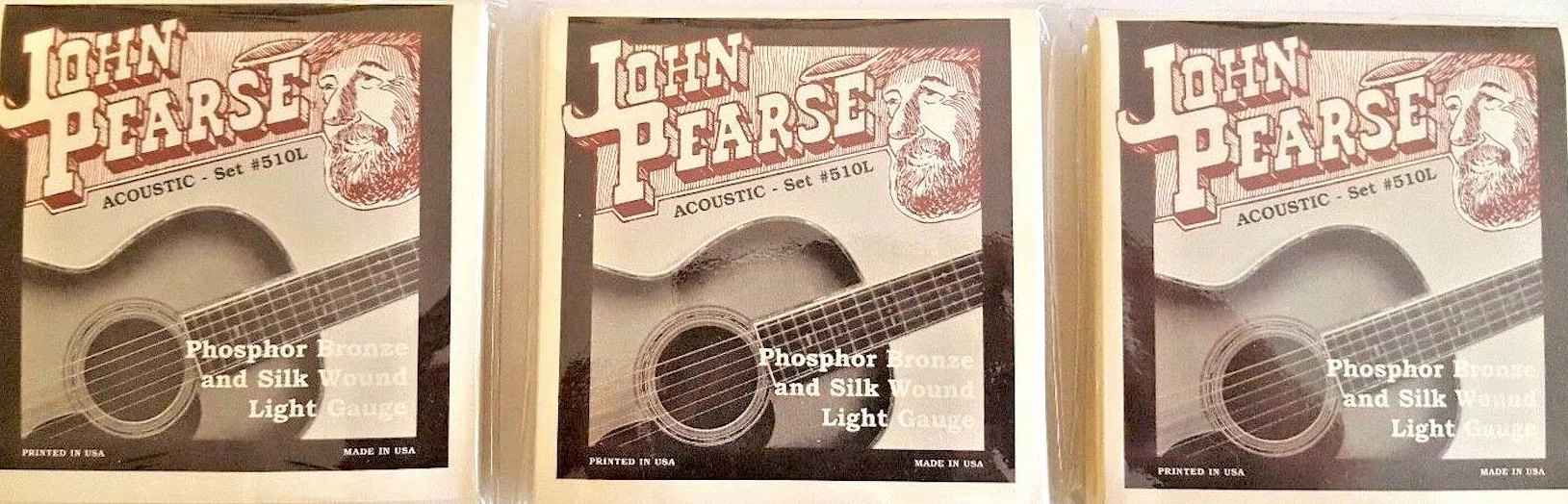 John Pearse corde per chitarra acustica Pack 3 seta ferita Phos bronzo # 510L