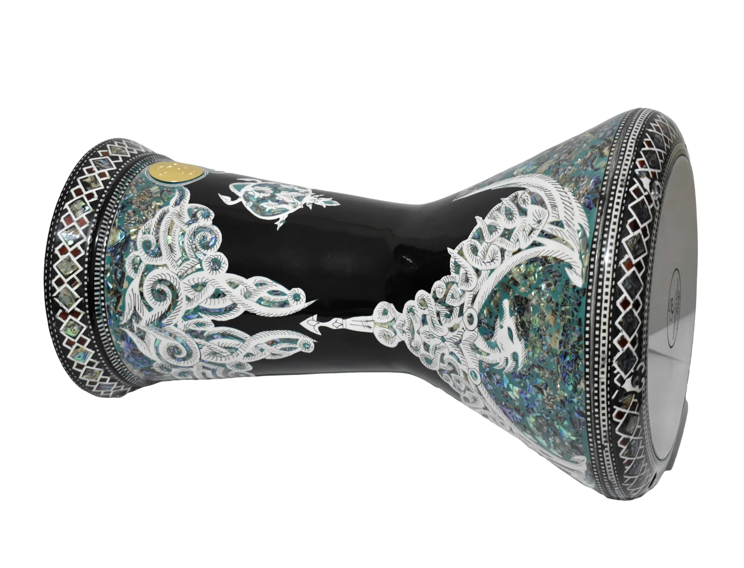 M42 19 "Blue Mother of Pearl Drum Darbuka tabla doumbek Gawharet El Fan strumento musicale egiziano fatto a mano