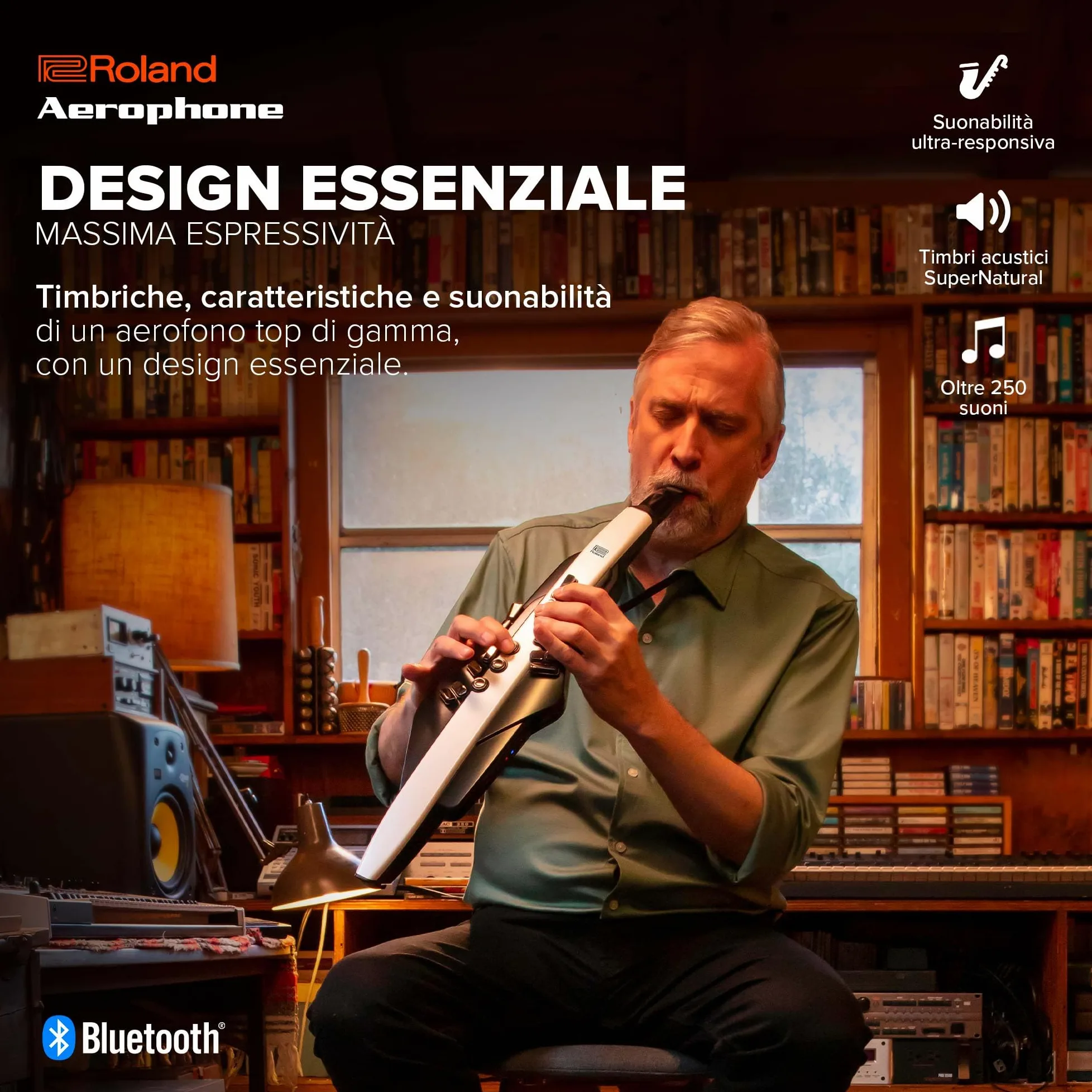 Roland AE-20 Aerophone | Strumento a fiato digitale di qualità superiore | Timbri acustici SuperNATURAL e avanzata tecnologia ZEN-Core | Eccellente risposta esecutiva | Oltre 250 timbri