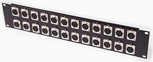 PANNELLO PATCH AUDIO RACK 19" 2U AD INCASSO A 24 CANNON XLR FEMMINA patchbay