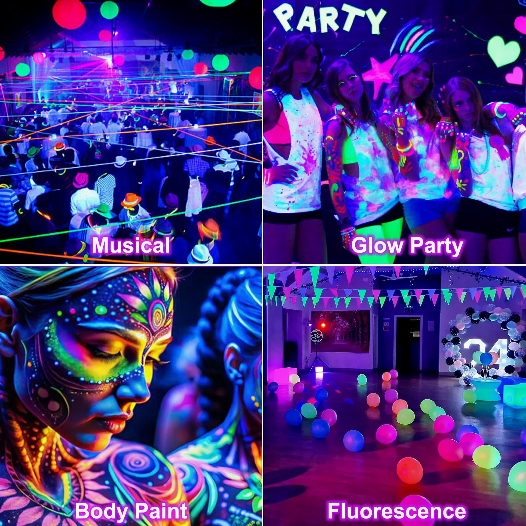 NATPOW Luce Nera UV 36W, 400-405nm Lampada LED Nera con Interruttore e 1,5 Metri di Cavo di Alimentazione, IP65 Impermeabile Faretto UV LED per Halloween, Discoteca, Mostra d'arte, Bar, Feste, 2 Pezzi