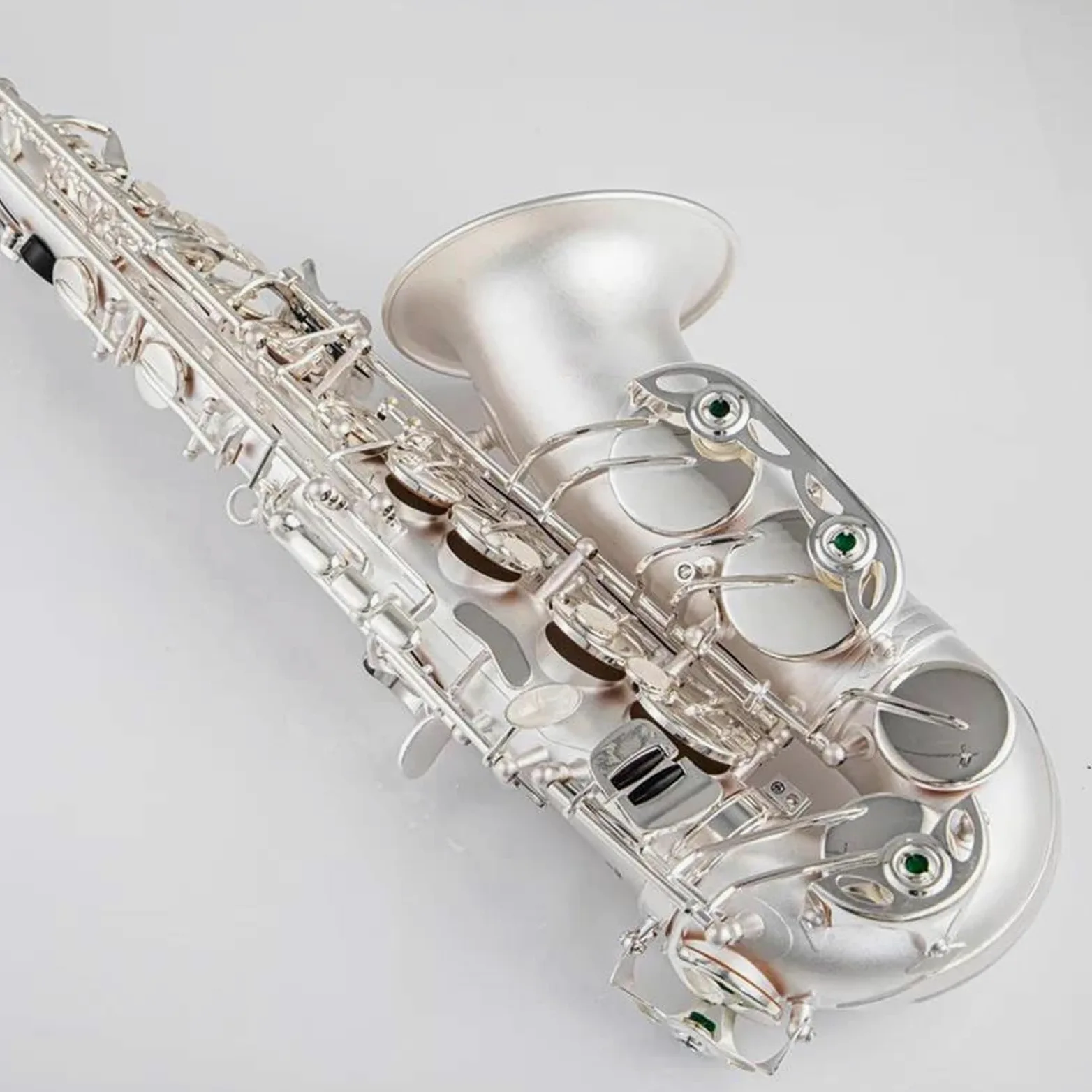 Sassofono Contralto per Studenti, accordatura in Mi bemolle, Sassofono in Ottone Placcato Argento, Strumento Musicale con Custodia in Nylon, bocchino, Grigio Chiaro, Grigio ch,Light Grey