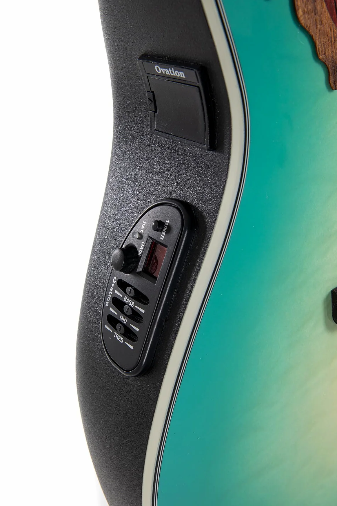 Ovation Chitarra acustica elettrica Celebrity Elite Plus CE44X Mid Cutaway – Coperta in legno pregiato – Mid-depth Lyrachord Body – Mintburst – CE44X-9B-G
