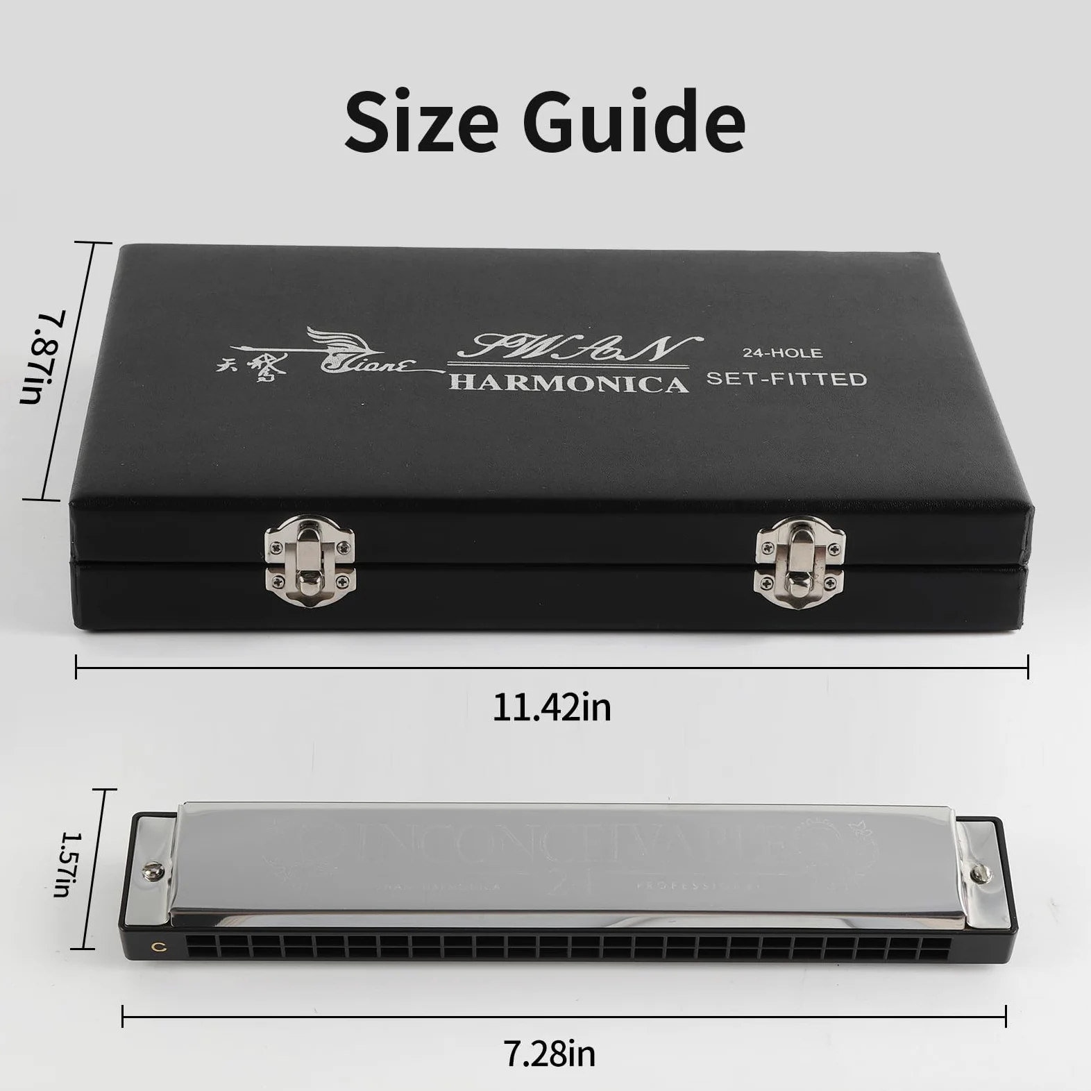 Set di armonica tremolo a 24 fori, 7 tasti, professionale polifonica a bocca, armonica a bocca, set da 12 tasti, con custodia, per adulti, professionisti e studenti, idea regalo per principianti