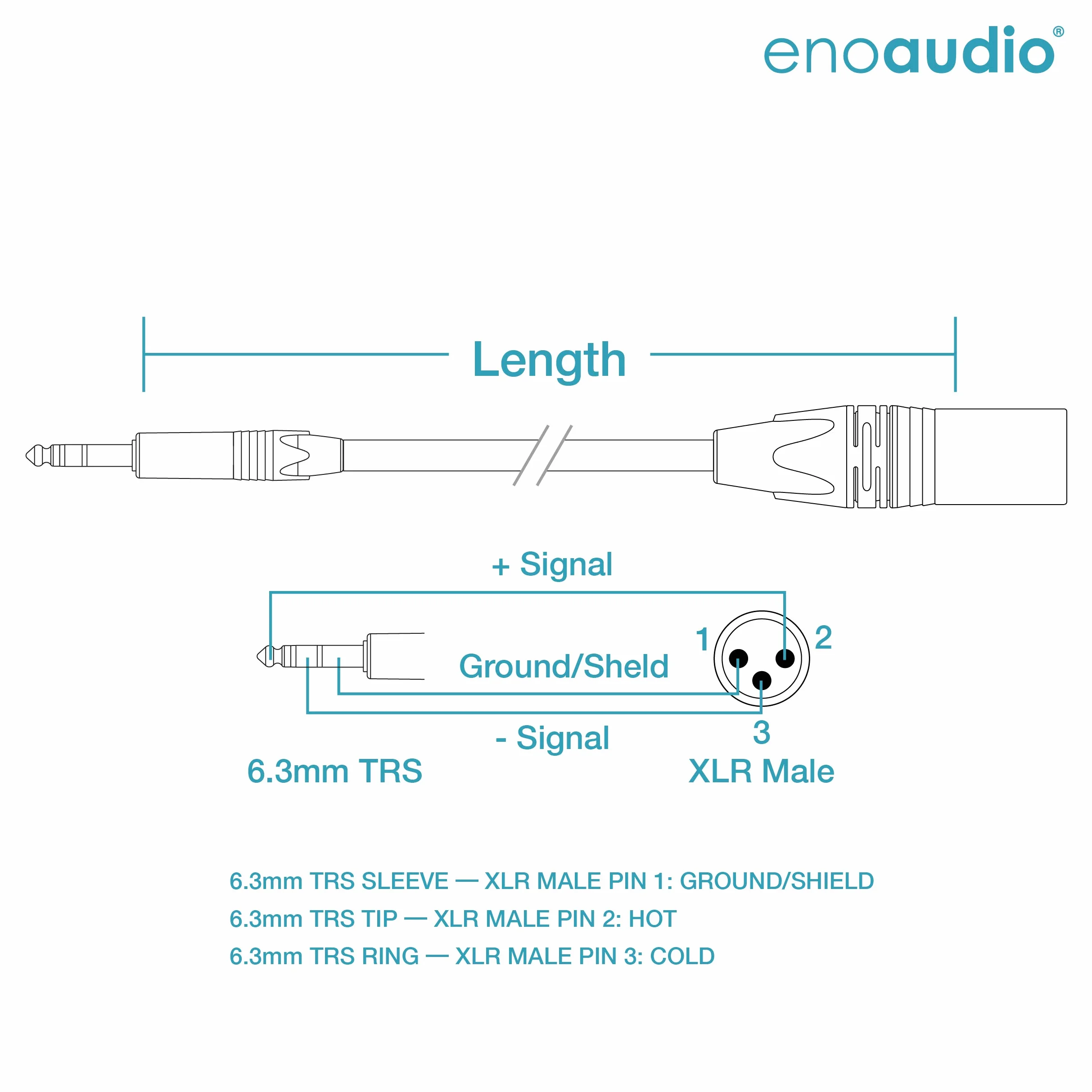 enoaudio Mogami 2534 Quad Cavo Coppia (L,R) professionale bilanciato | Neutrik Gold 6,3mm TRS – XLR maschio | HiFi - 7,0 m