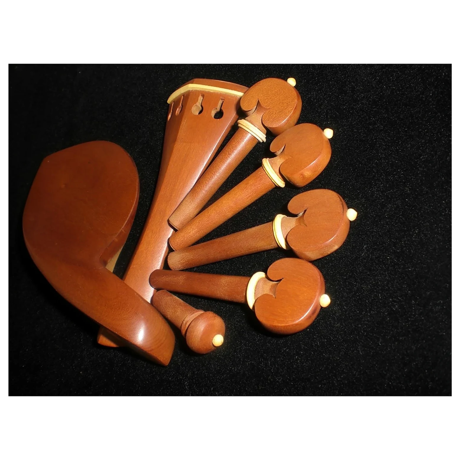 accessori per violino Set completo di accessori per violino Accordatori in legno di giuggiola Mentoniera Mandrino Cordiera Bottoni di coda Set completo intarsiato con corda di coda senza vite di bosso