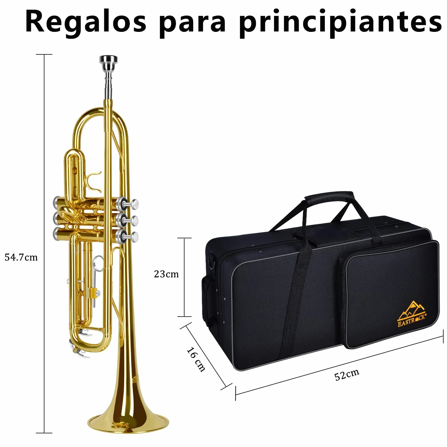 EASTROCK Tromba Sib Standard in Ottone Strumenti Musicali Ugello 7C con Custodia per studenti principianti (Latone d'oro)