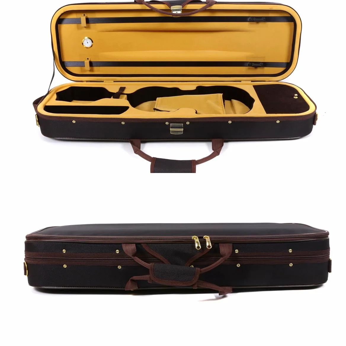 Scatola per violino in tela 4/4 Full Size Custodia oblunga in legno con cinghie resistenti 2 supporto per archetto da viaggio custodia per violino