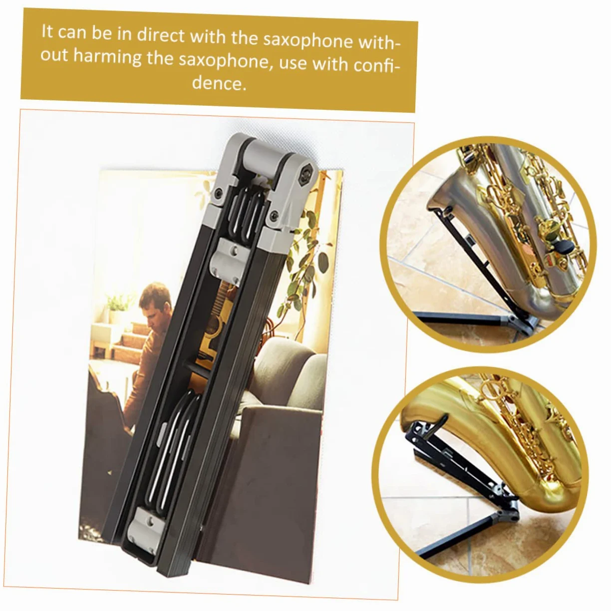 Vaguelly Supporto Per Sassofono Contralto in Metallo Portatile e Leggero Adatto Per Riporre Ed Esporre Sassofono in Case Studi e Negozi Di Strumenti Musicali