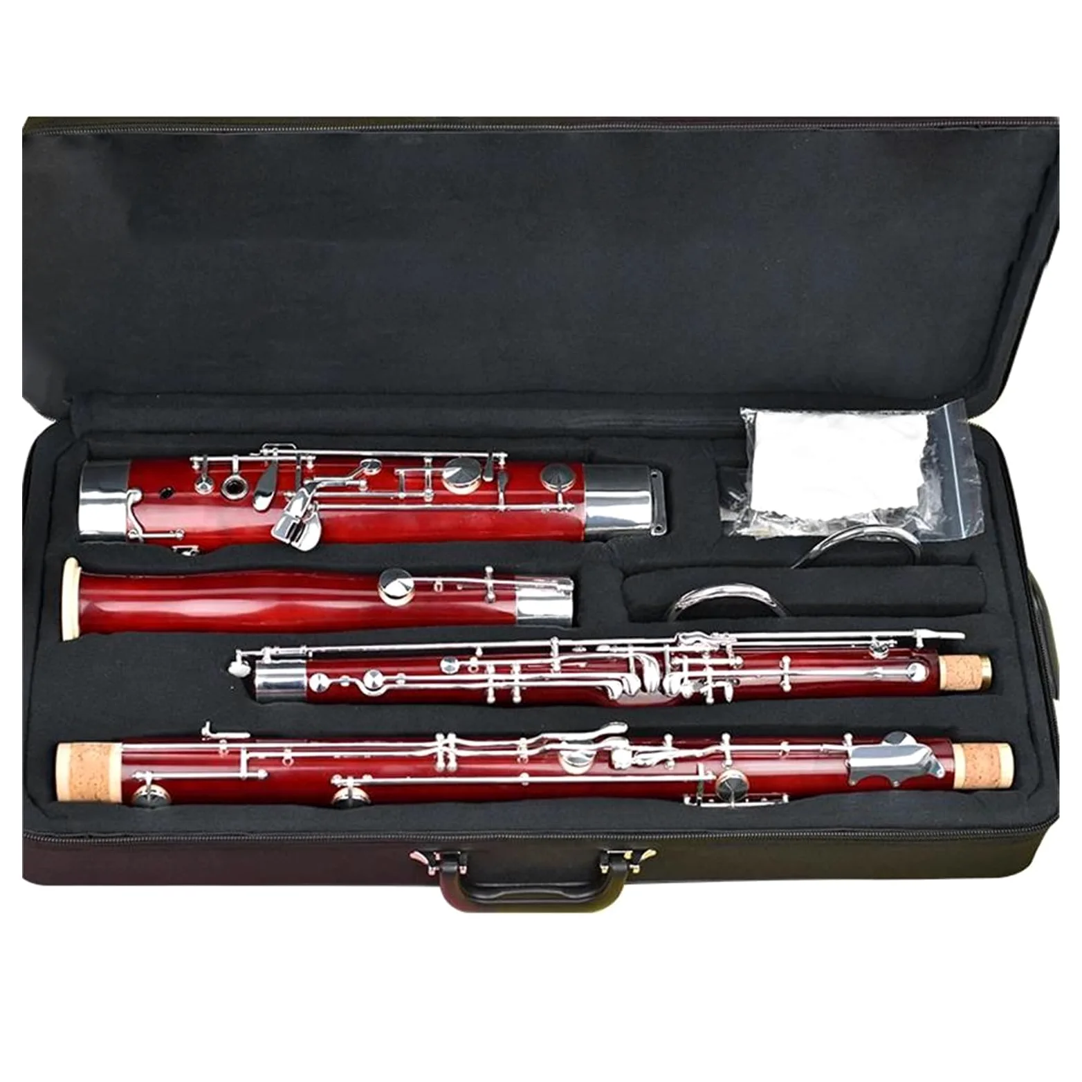 Fagotto Tono C Con Bottone In Rame Bianco Placcato Argento Fagotto Con Corpo In Tubo D'acero Con Custodia E Accessori Set con Fagotto