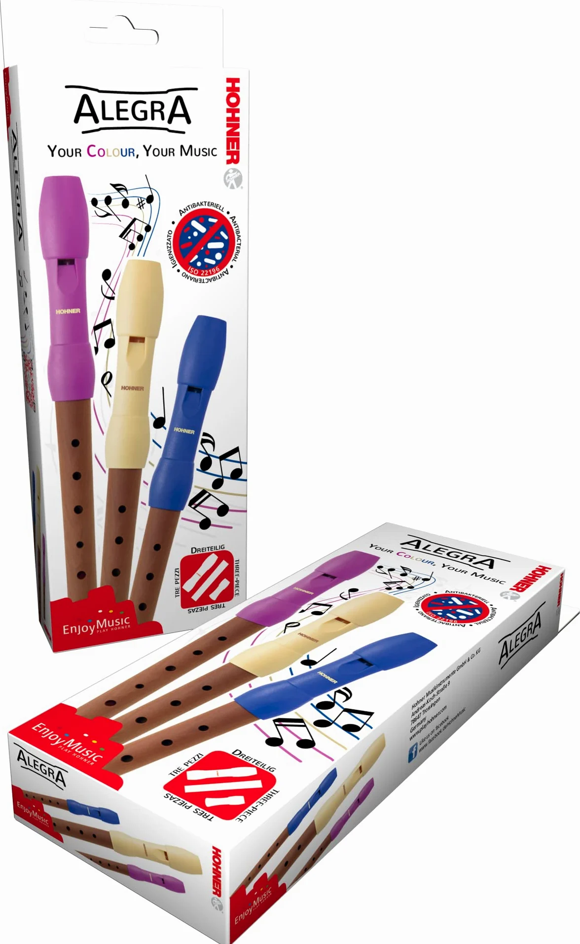 HOHNER Flauto dolce Alegra Line blu, barocco, 2 pezzi