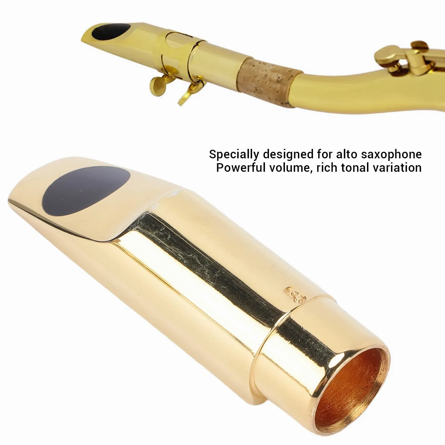 Bocchino Sassofono Soprano Set, Bocchino Saxofono Sax di Ottone con Cuscinetto di Ligatura del Cappuccio per Prestazioni 5#