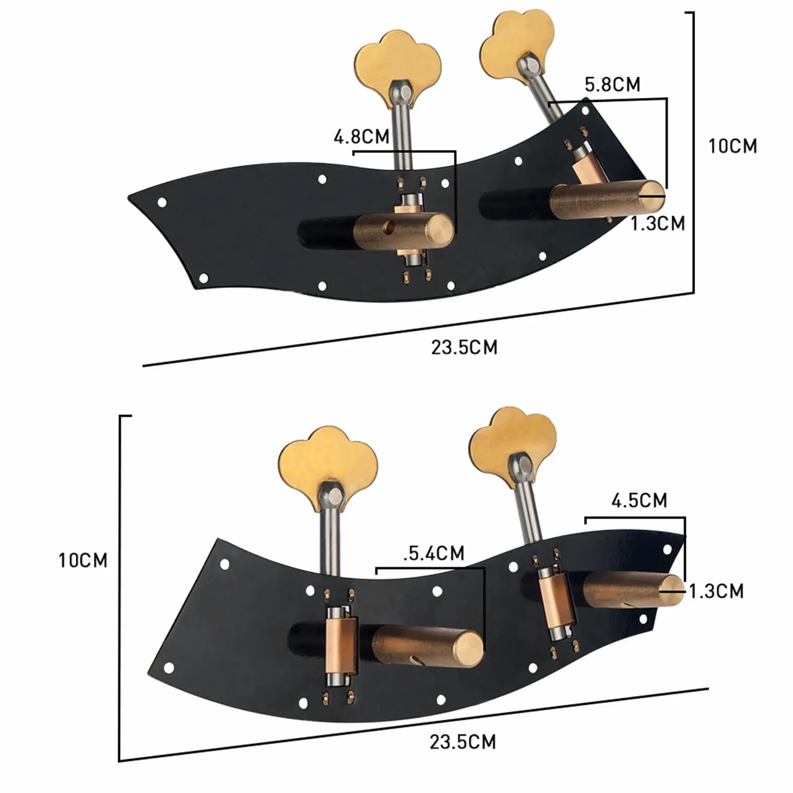 Meccanico accordatore Abbaviato Double Bass Dual Tuning Tuner Tuner Tester Machine Testa 2 Sinistra 2 Destra Per 4/4 3/4 Accessori Per Violino Doppio Basso