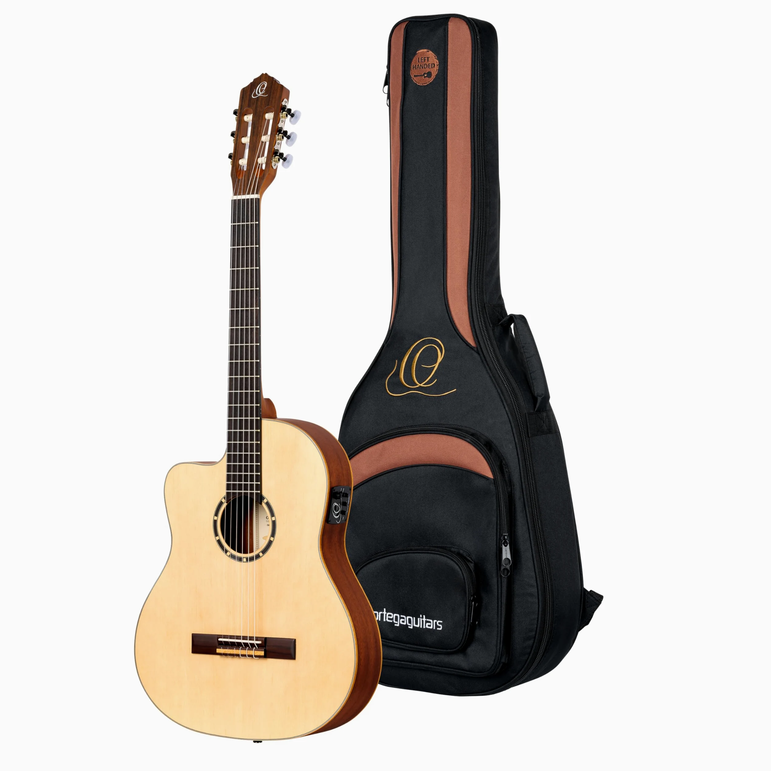 Ortega Guitars Chitarra Concerto per Mancini Thinline Elettro-acustica - Serie Family - Slim Neck - include Gig Bag - top in mogano/abete (RCE125SN-L)