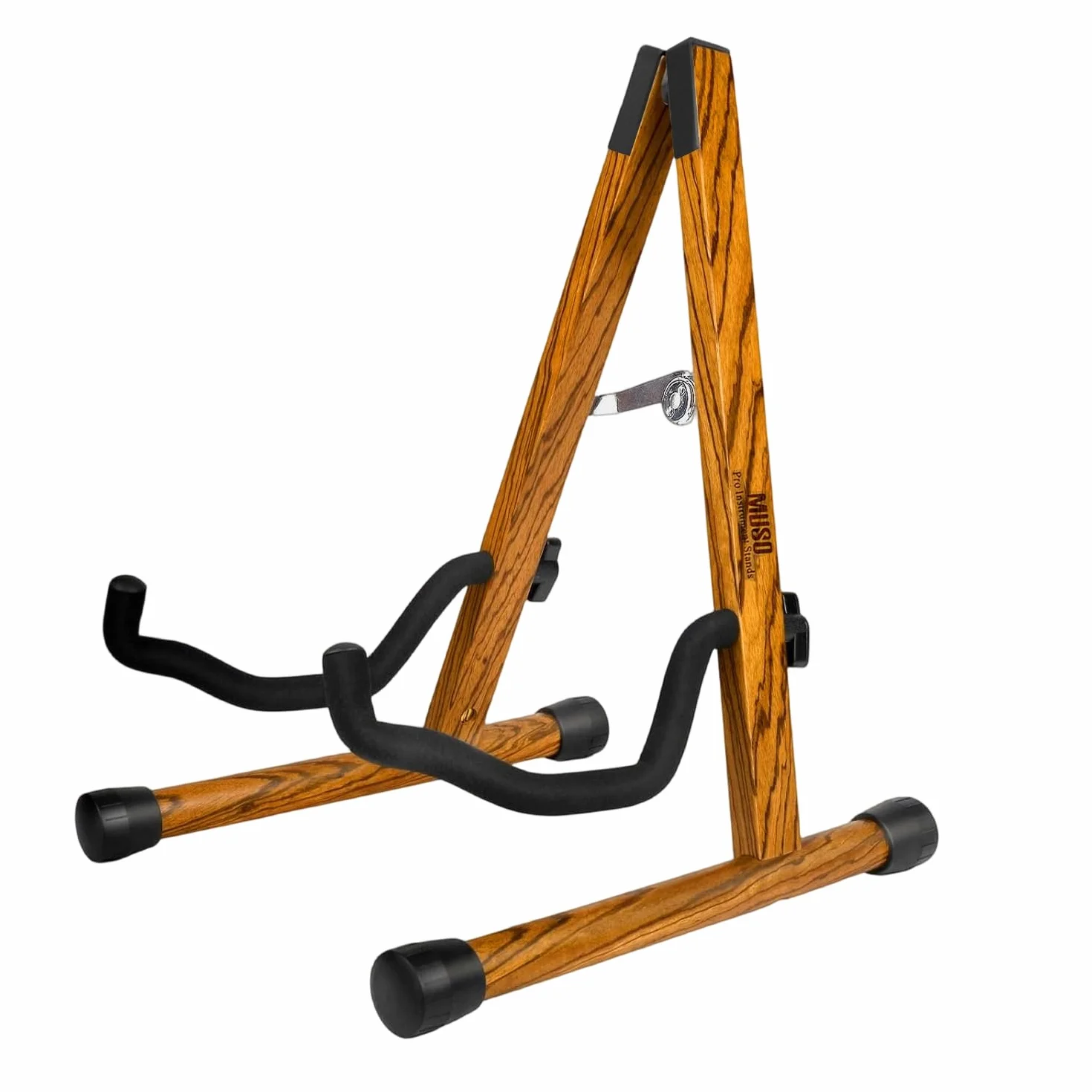 MUSO Supporto per chitarra, pieghevole, facile da montare e portatile, per basso, ukulele, banjo, violoncello, mandolino, supporto solido, durevole (legno zebrano)