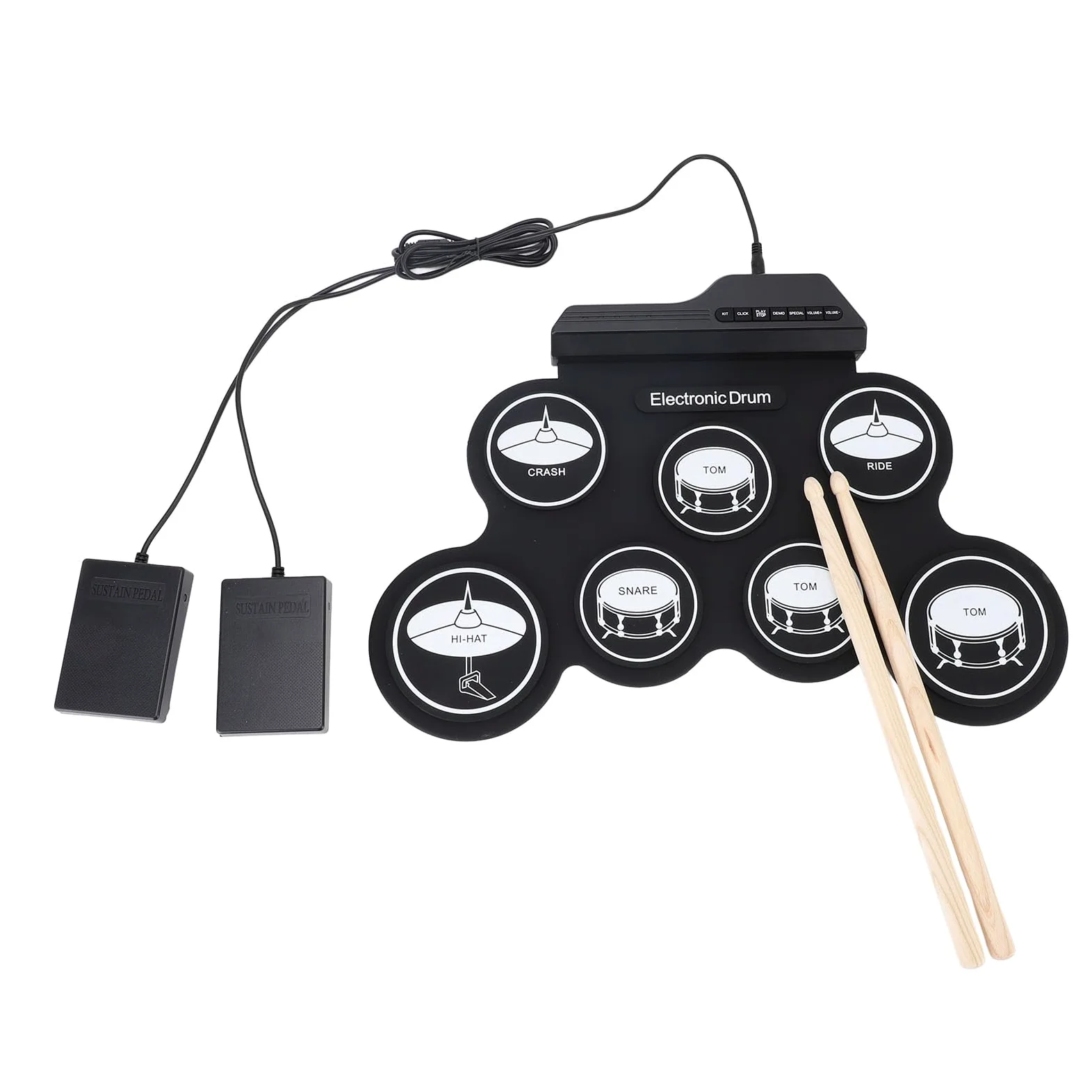 Pad per Batteria Elettronica Portatile USB, Set di Batteria Elettronica Pieghevole a Mano per Principianti, qualità del Suono Realistica, Metronomo per Musica Latina Pop Rock, Ottima Scelta