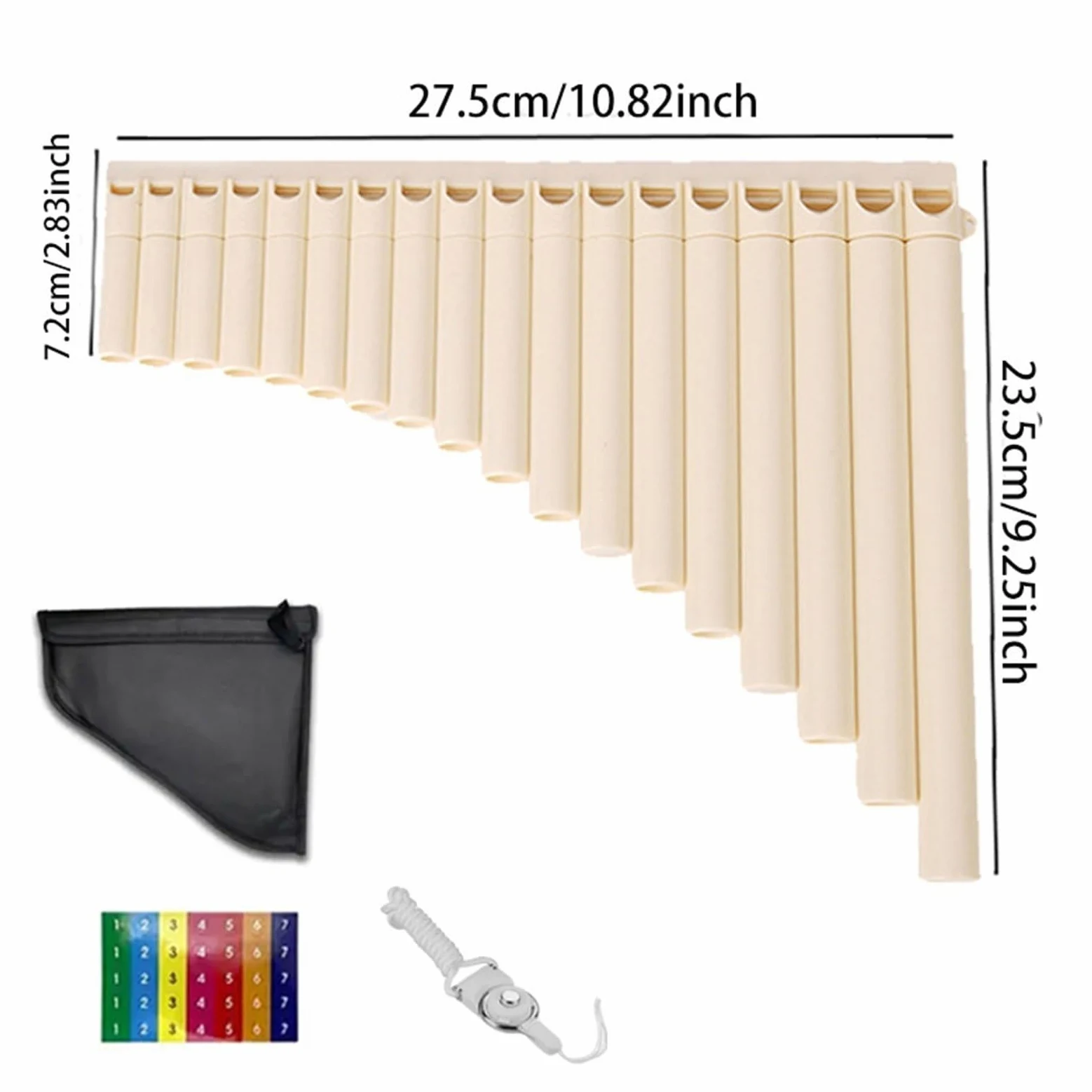 Flauto Di Pan Professionale Flauto Di Pan A 16 E 18 Canne Per Principianti E Adulti Pratica Professionale In Chiave Di Do(18 white)