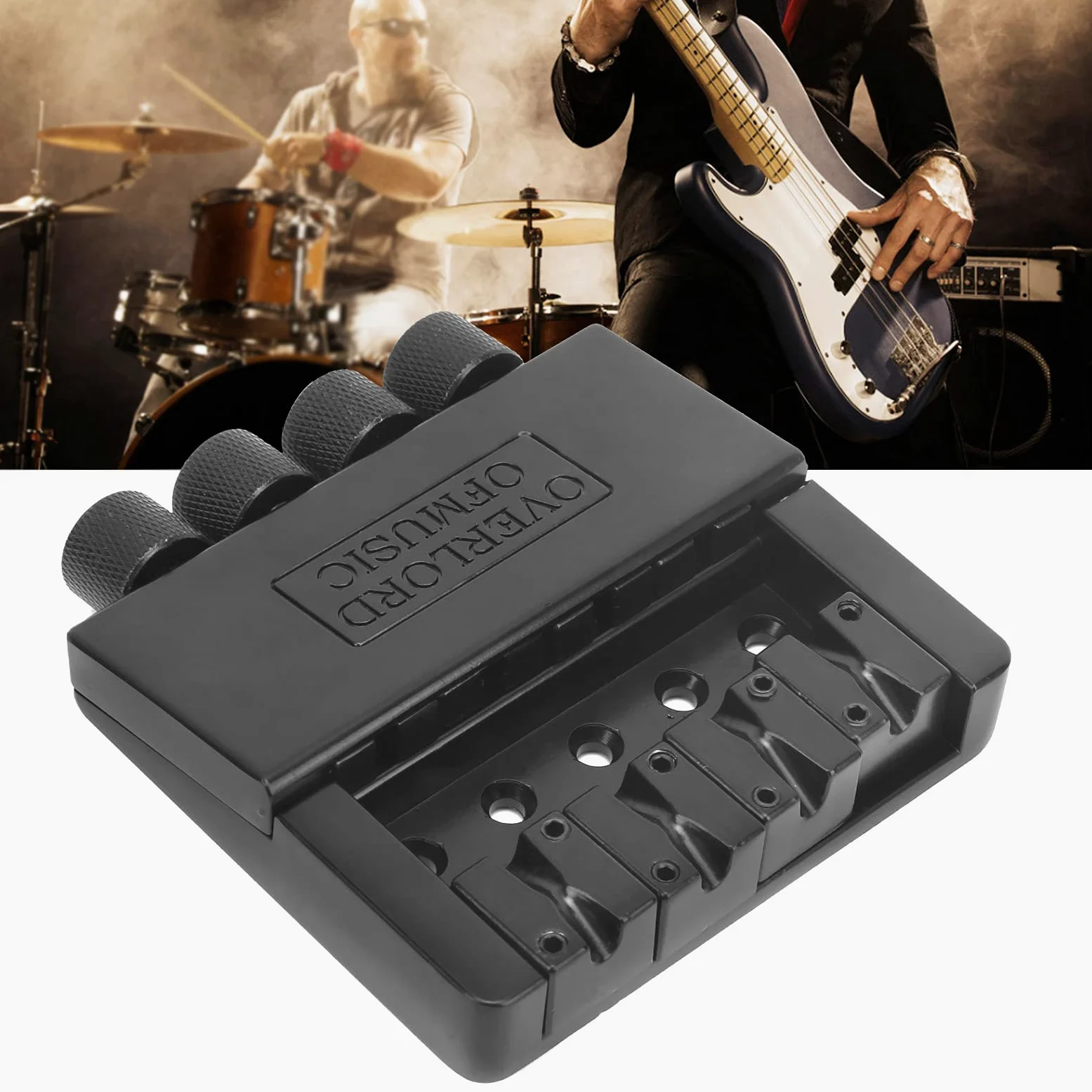 POENVFPO Kit Ponte e Cordiera in Lega di Zinco a 4 Corde per Basso Elettrico Senza Testa, Hardware di Installazione Completo, Accessorio Musicale Professionale