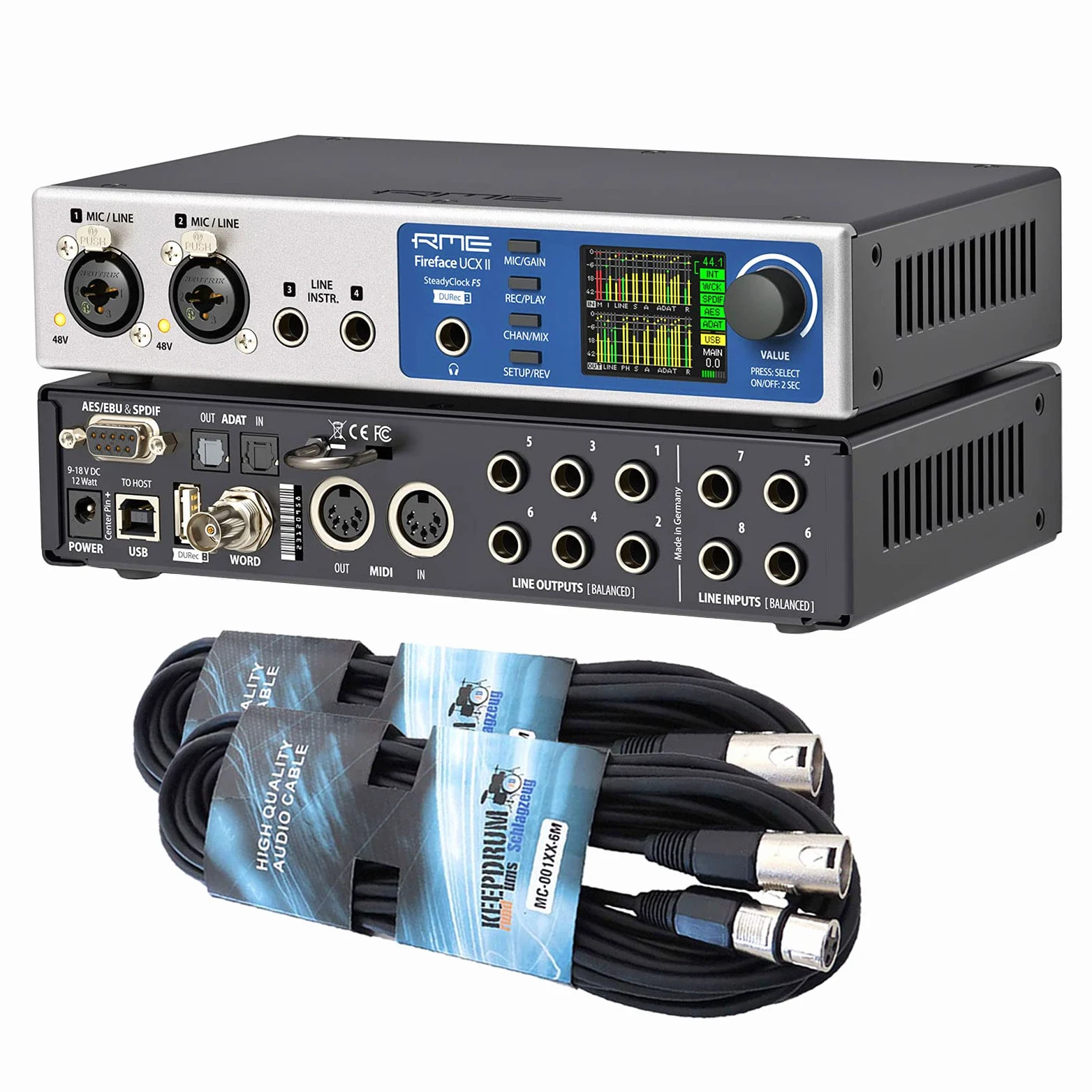 RME Fireface UCX II - Interfaccia audio USB + 2 cavi Keepdrum XLR