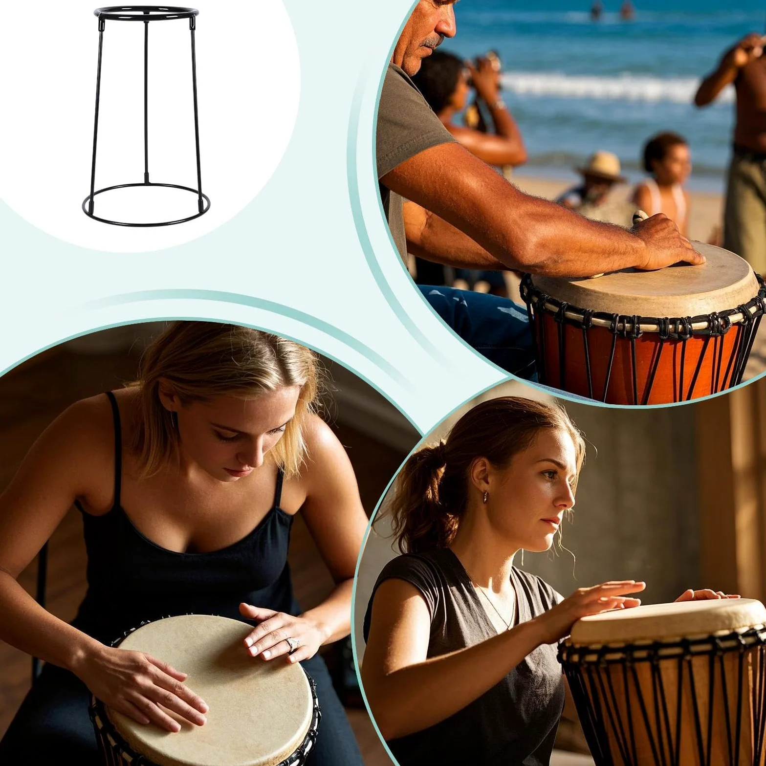 Porta dello strumento a percussione, supporto per tamburi | Supporto per tamburi africani in acciaio carbone regolabile - Raccusta di percussioni nere, forniture per strumenti musicali per