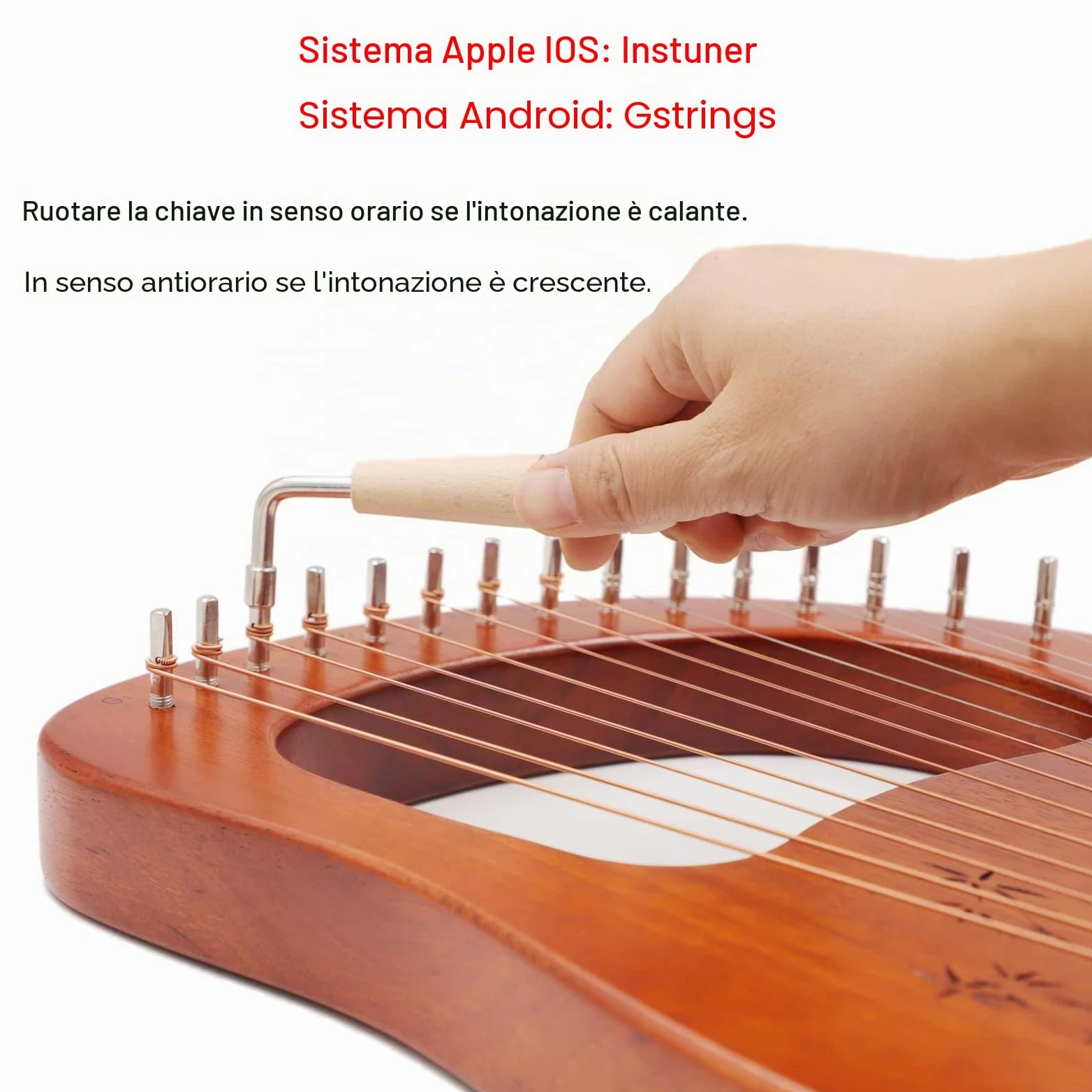 Rayzm Lyre Harp, strumento lira in legno massello di mogano con design brevettato, arpa portatile a 16 corde in metallo per adulti/bambini/principianti