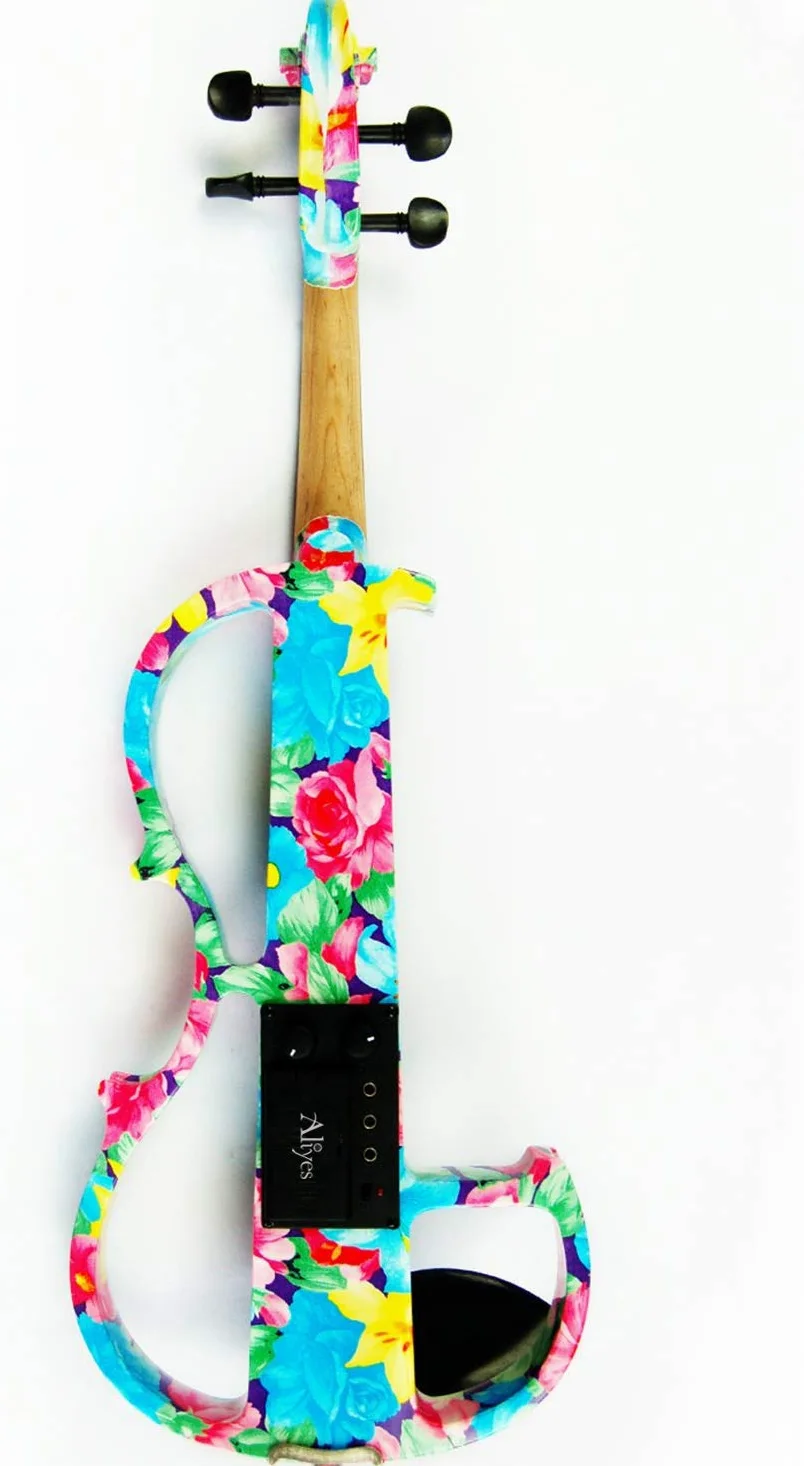 Aliyes - Violino elettrico professionale a mano da donna, silenzioso, 4/4, in legno massello, professionale, per principianti, per violino da viaggio, per spalla, 1002