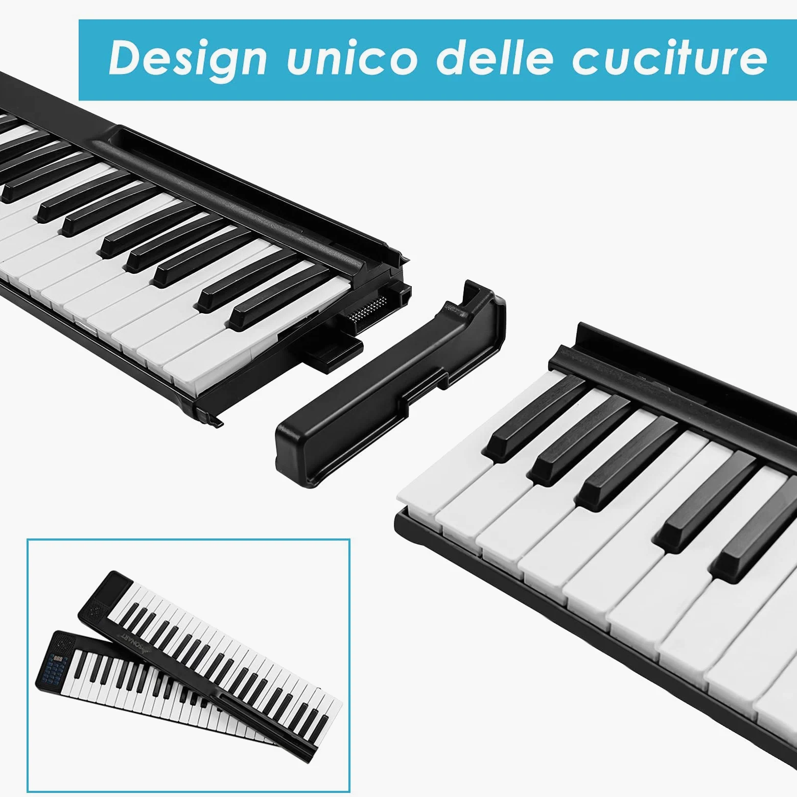 GYMAX Pianoforte Elettronico, Doppia Tastiera di 88 Tasti, 137x16,5x5cm (Nero)