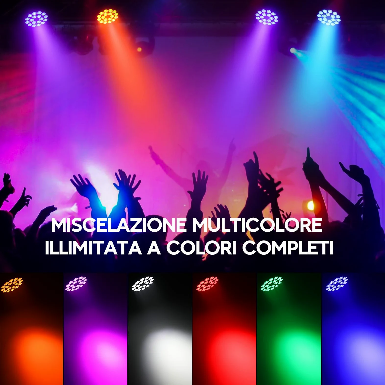 BETOPPER PAR LED 18×18W, 6-in-1 RGB+Ambra+ Lime+UV Luci Discoteca(CRI/RA>95), Luce Nera Strobo/Wash, DMX512/Auto/Suono/Master-Slave, per DJ, Feste, Matrimoni, Club (1)
