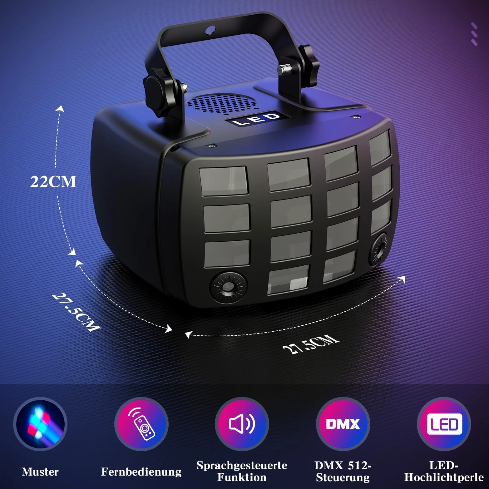 Luce da Discoteca RGBW per Feste e DJ - Attivata dal Suono D-MX512 Con Derby Beam, Strobo e Dinamico di Tendone - Palco Con Remoto Controllo per Club, Bar, Home Party