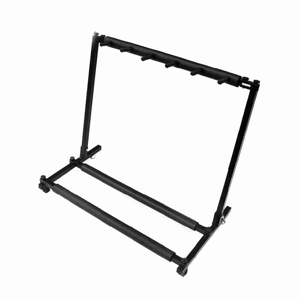 Eujgoov Supporto per Chitarra, Rack Multichitarra in Metallo per Basso Elettrico Acustico, Pieghevole, Contiene 5 Chitarre, Comodo per Gruppi Musicali e Negozi