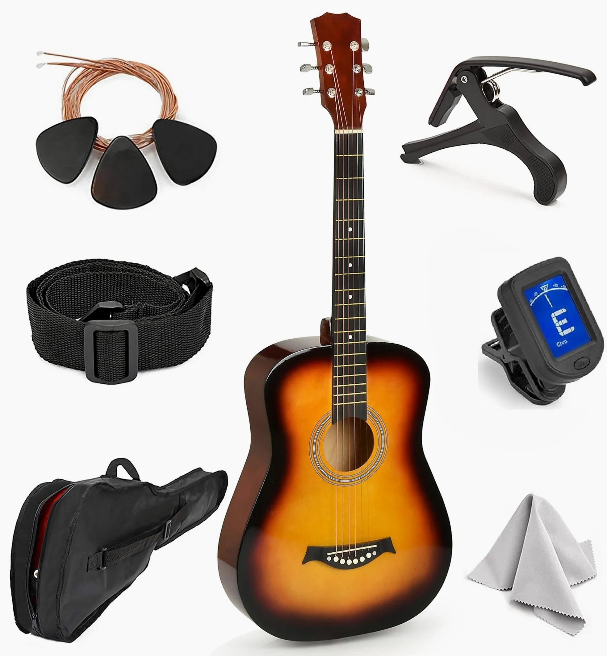 MasterPlay - Chitarra acustica classica per bambini da 76,2 cm, per principianti, kit di base per corde acustiche: borsa per chitarra, accordatore, tracolla, corde extra, plettri, panno di lavaggio