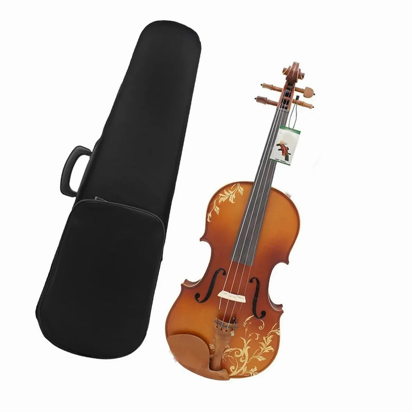 Violini Acustici Violino Acustico In Legno Massello Da 4/4 Pollici Con Custodia Corde Spalliera Accordatori Rivestimento In Tessuto E Altri Accessori.(Violin)