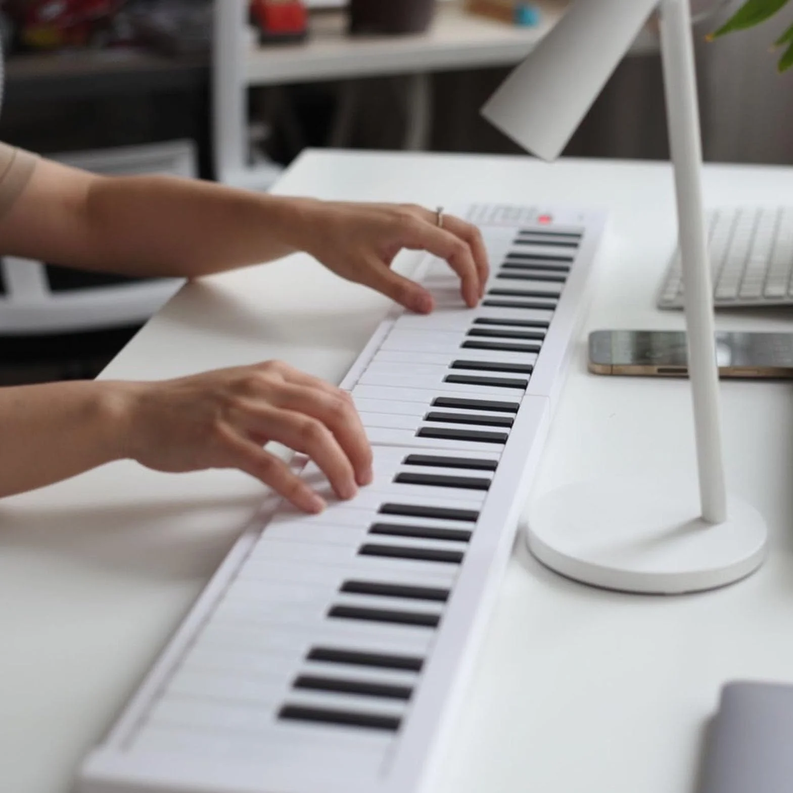 Pianoforte Pieghevole a 61 Tasti, Tastiera Elettrica con Tasti di Dimensioni Standard, Funzione di Registrazione, Tastiera per Pianoforte Digitale per Principianti
